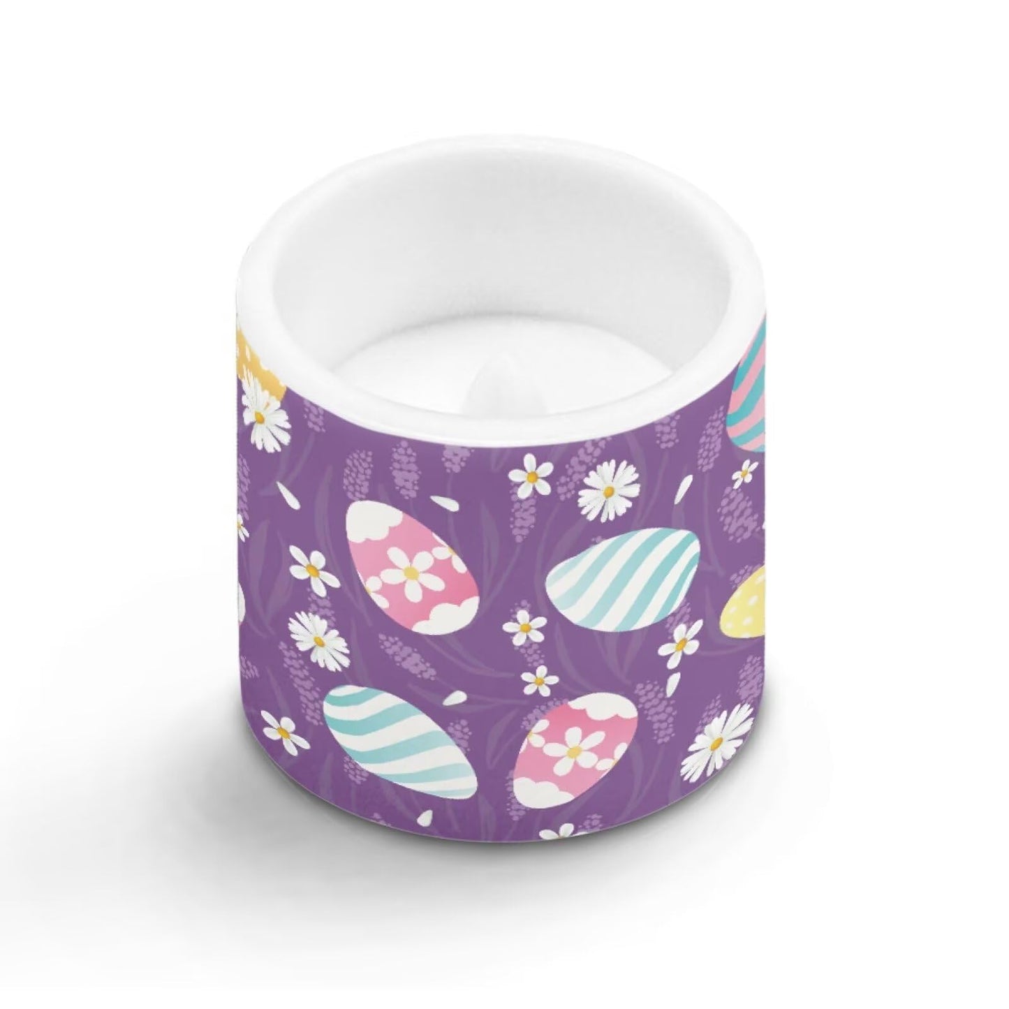 Merkmak Daisy Easter Egg Flameless Candles with Remote Battery Operated Candles with Timer 4 Pack Flameless Pillar Tea Lights Bulk for Indoor Outdoor Easter Day Party Decorations