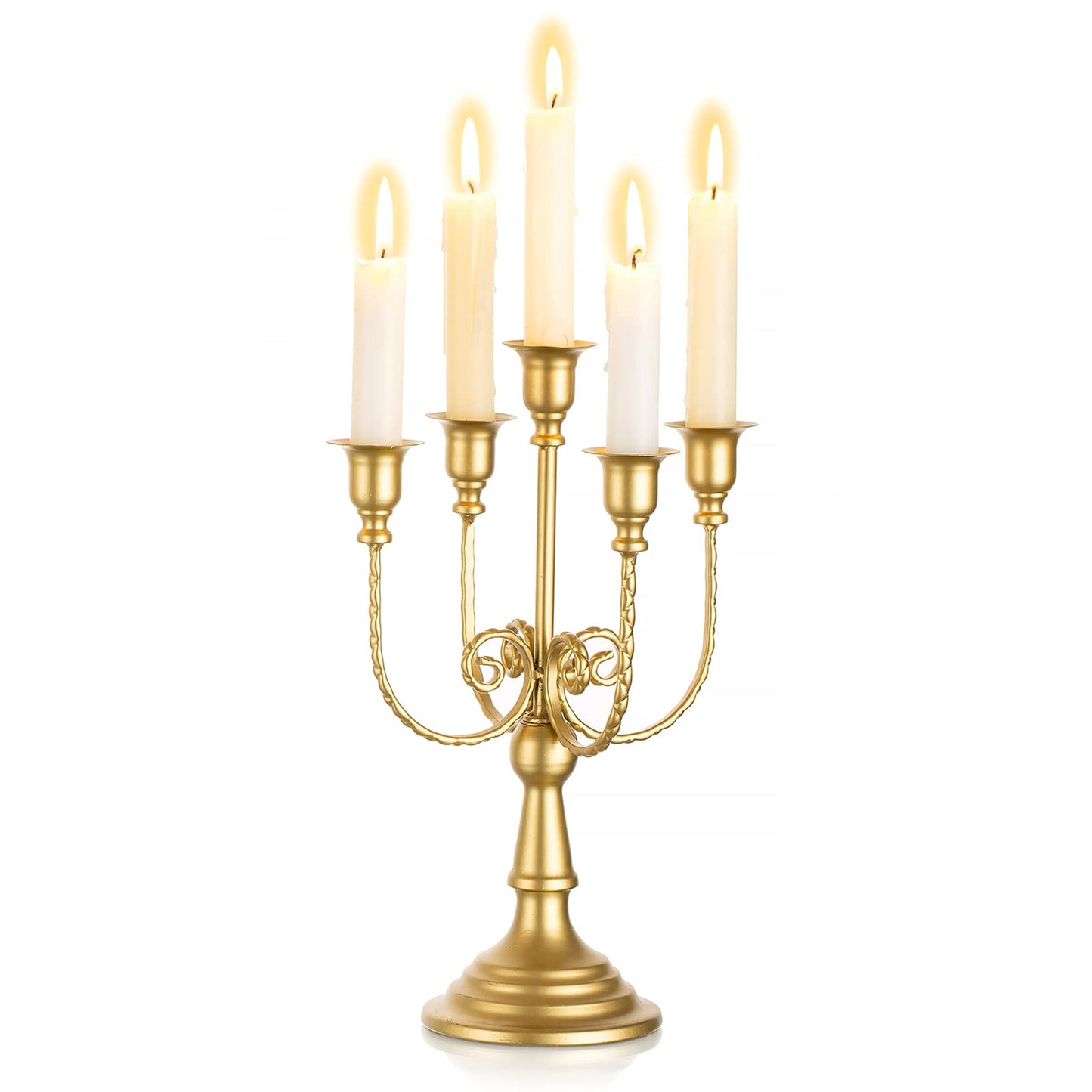 Sziqiqi Gold Candlestick Holder Candelabra - Taper Candle Holders for Wedding Centerpiece 5-Arms Candle Stick Stands for Candlelight Dinner Table Christmas Mantel Festivals