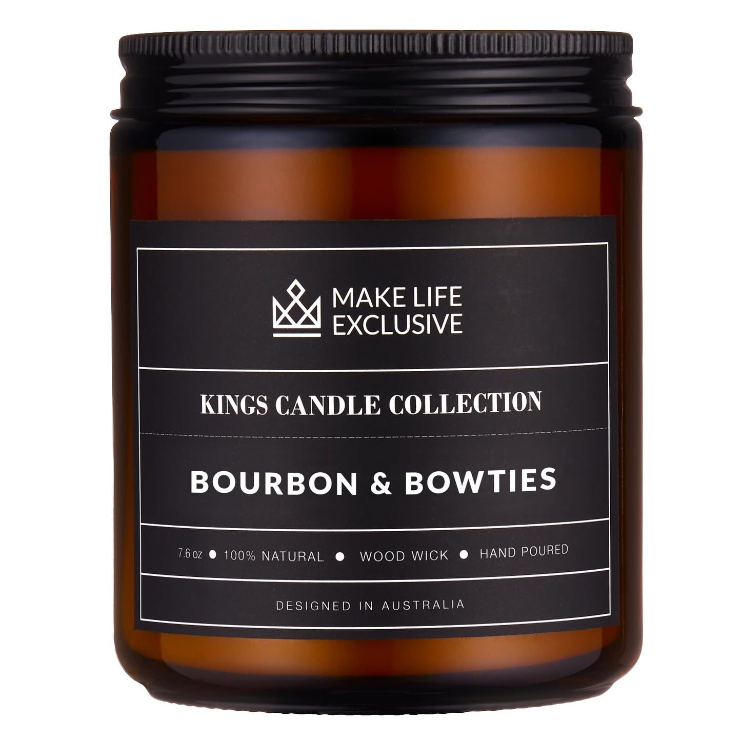 Scented Candles for Men | Bourbon Scented & Bowties | Wooden Wick, Long Lasting, Masculine Scents | Natural Soy Jar Candle for Home, Bacehlor Pad Decor | The Perfect Mens Gift