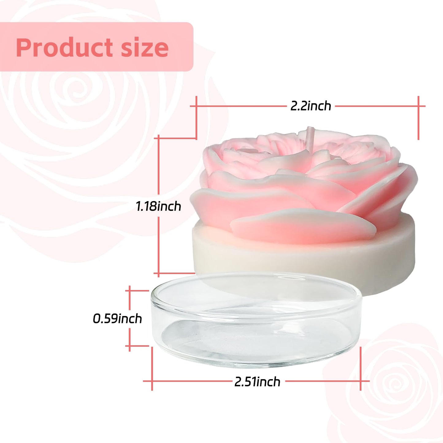 Flower Shaped Candles Gift for Women, 4 Rose Candles in Glass Tray, 8-Hour Burn Time, Include Pink, Purple,Orange,Green Rose Candle in Single Gifted Box by Kissingfish