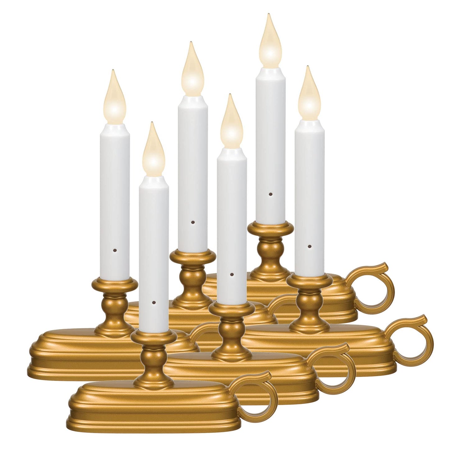 Xodus Innovations FPC1325B-6 Battery Operated LED Window Candle with New Hot Spot Technology and Dusk to Dawn Sensor and Choice of Amber or White Flame, Aged Bronze/Black Finish (Pack of 6)
