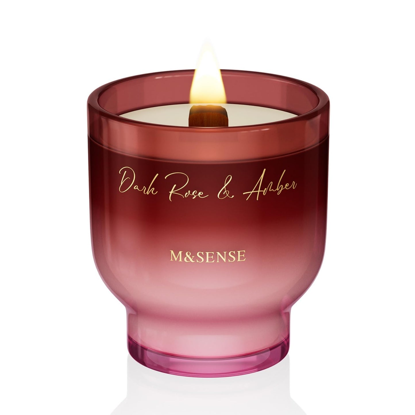 M&SENSE 9.9oz Natural Soy Wax Jar Candle with Wooden Wick | Dark Rose Amber Scent | 55-Hour Burn & Long-Lasting Burn | Housewarming Gift for Men and Women
