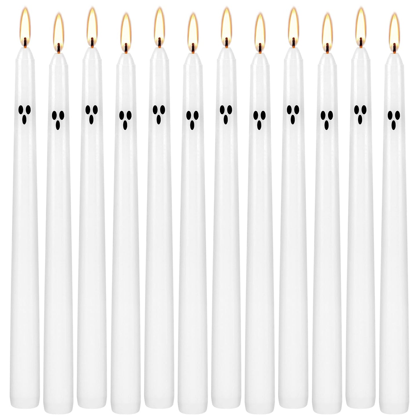 12pack 10inch Ghost Halloween Taper Candles-unscented White Spooky Candles Decorations Halloween Ghost Shaped Decor for Party Favor Home Table