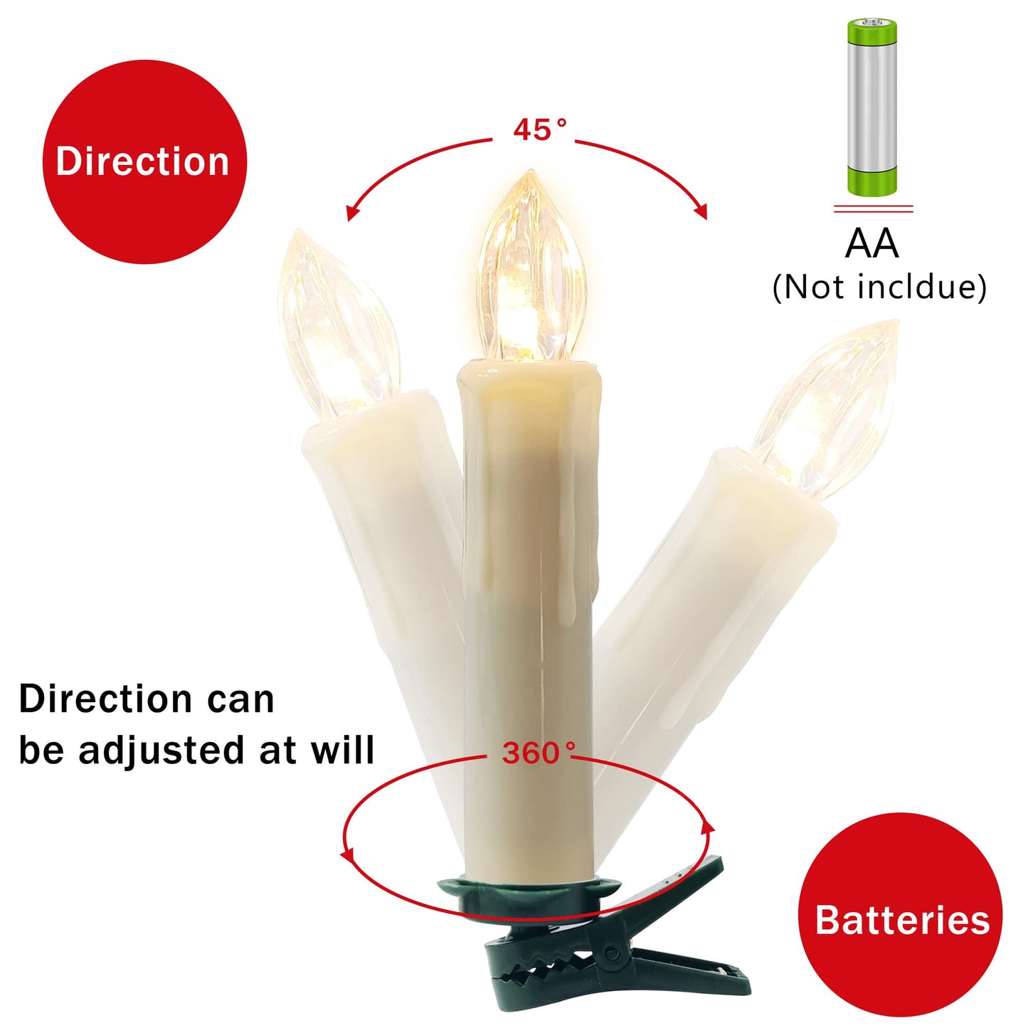 Flameless LED Taper Candles with Clips, 4” Battery Operated Window Candles with Remote Timer Mini LED Chandelier Candlesticks for Home Decor Wedding Church Party & Tree Lighting,10 Pack,White