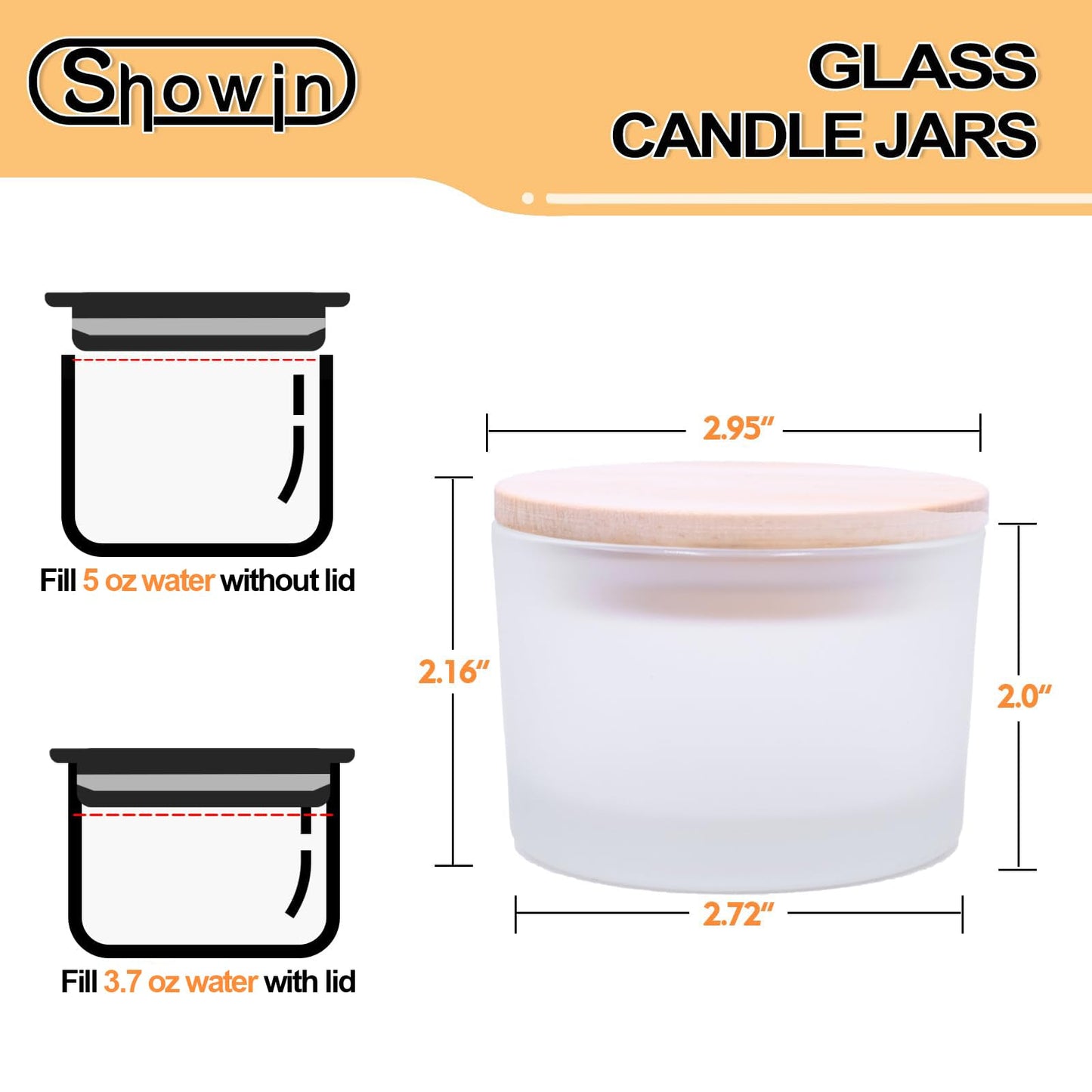 SHOWIN Thick Candle Jars for Making Candles 20 Pcs, 4 OZ Empty Jars with Wood Lids for Candle Making, Sample Container, Frosted White