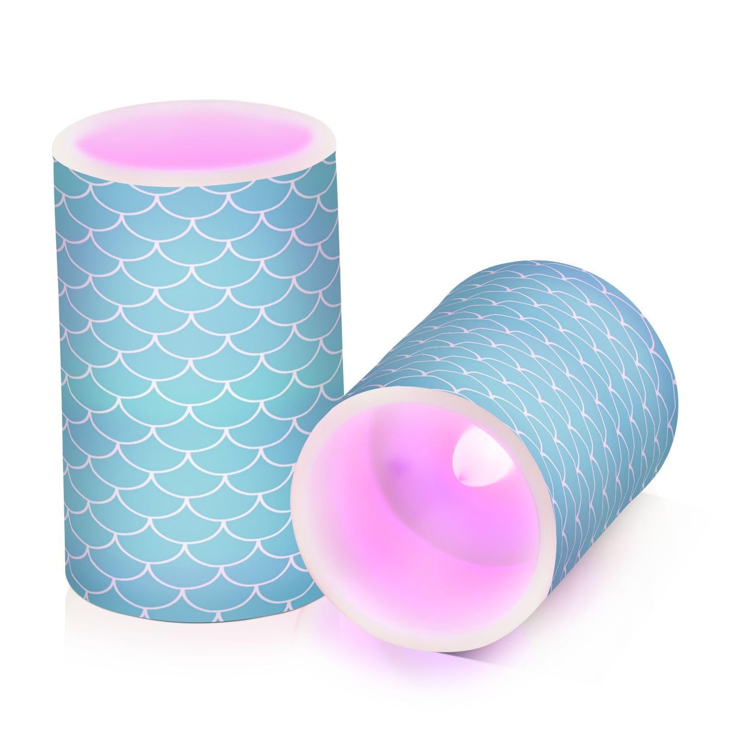 Eionryn Mermaid Scale Flameless Candles Dragon Fish Skin Texture Battery Operated LED Candles with Remote Timer Electric Candles for Party Home Decor 2pcs