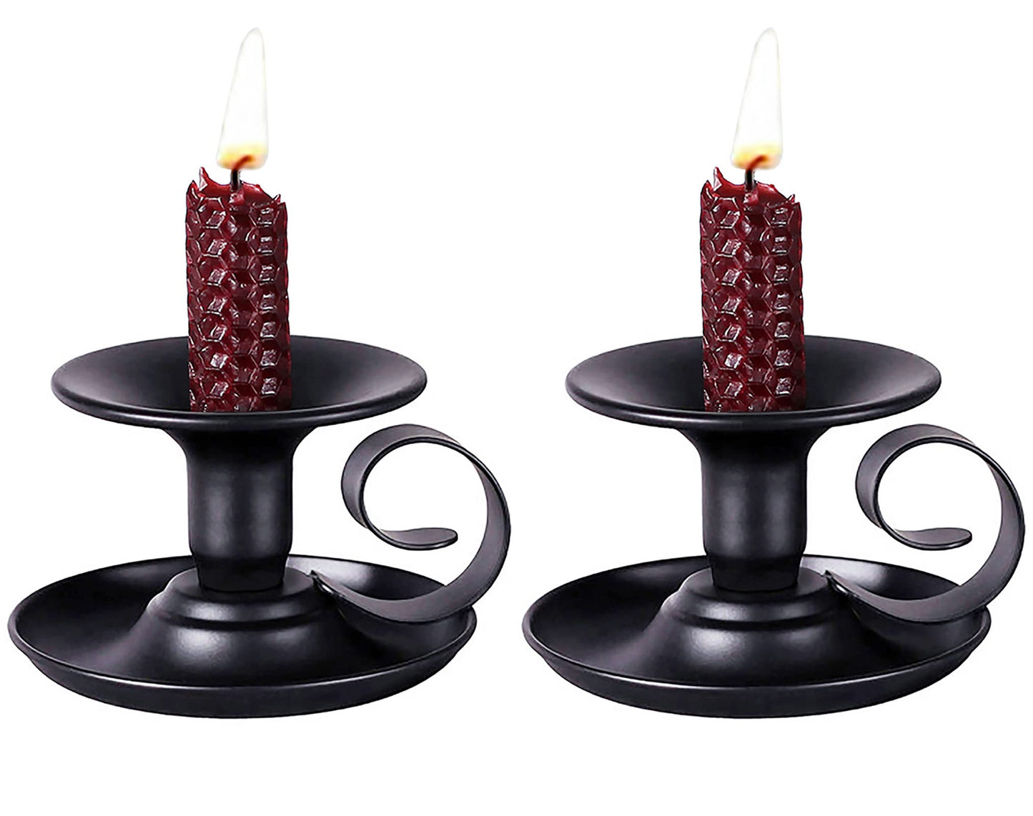 SZHTSWU Taper Candle Stick Holder, Set of 2 Retro Iron Candlestick Holders Candlelight Dinner Stand for Wedding Dinning Party Table Home Decoration (Black)