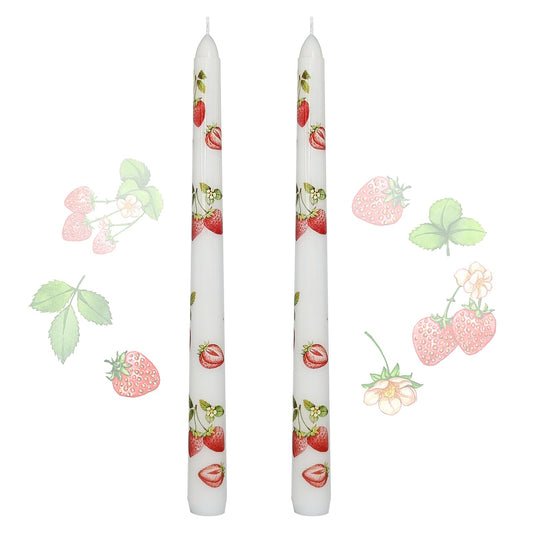 Taper Candles 10 Inch Print Candle Handmade Unscented Strawberry Long Candles 2 Pack Twisted Candlesticks for Wedding Home Decoration Gifts