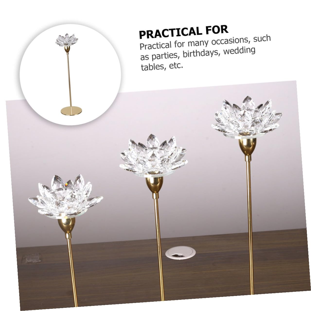 Cabilock Modern Small Metal Crystal Lotus Candle Holder Candlestick for Wedding Decoration Romantic Candlelight Dinner Ornament