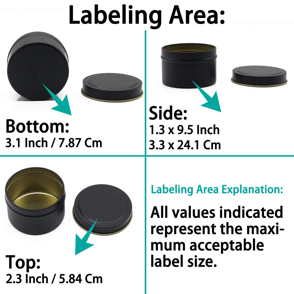 Aroparc Candle Tins 8oz, 24 Piece, Bulk Containers for Candle Making Jars with Lids - Black