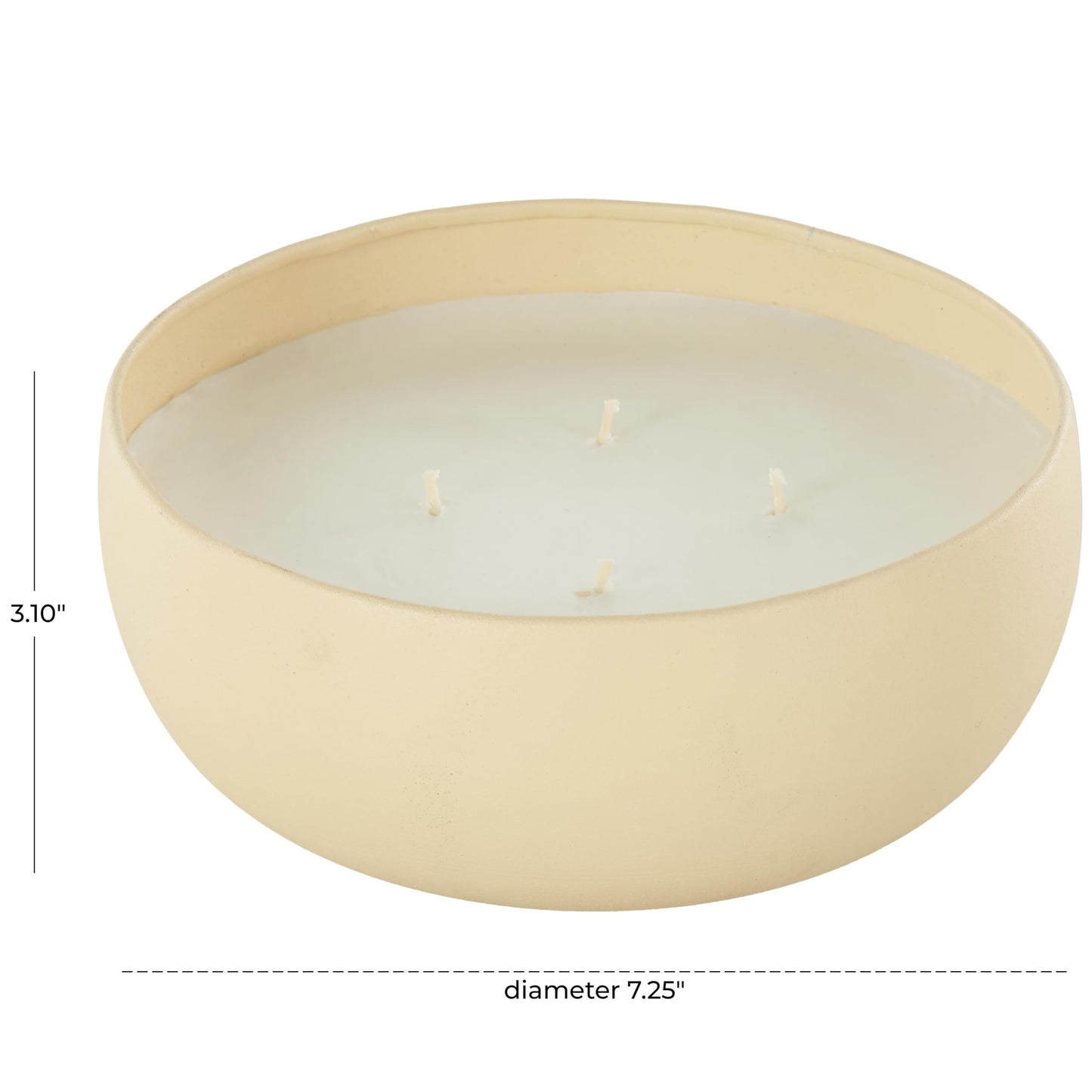 Deco 79 Metal Decorative Candle Rose Blossom & Sandalwood Scented Textured 34oz 4 Wick Aromatherapy Candle with White Wax, Wax Aromatherapy Candle 7" x 7" x 3", Beige