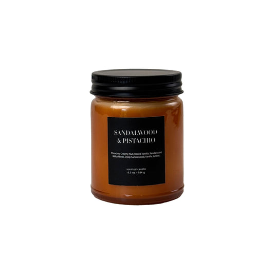Sandalwood & Pistachio Scented Candle 6.5oz – CW Studio Color-Sprayed Glass Jar, Warm Nutty & Woody Aroma – Cozy Home Décor Gift for Women, Mother's Day, Birthday & Housewarming – 30-35 Hour Burn