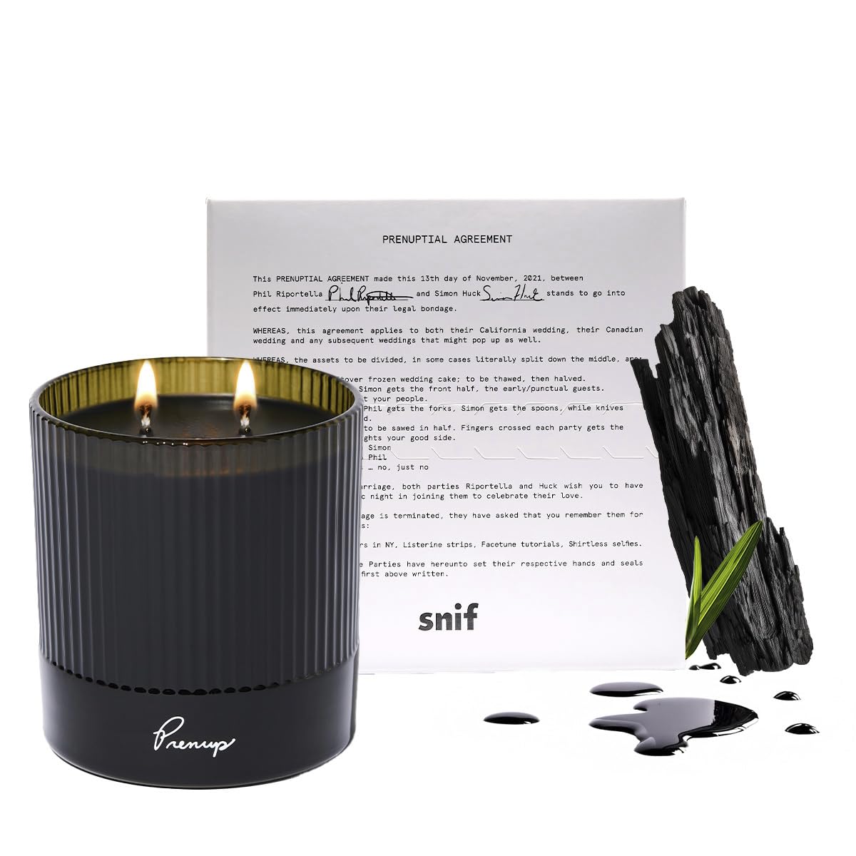 Prenup Luxury Scented Candle by Snif, Musky and Smooth Scent, 50+ Hours, 100% Cotton Fiber Wicks, Soy Wax Blend, Non-Toxic, Vegan, 8.5 oz