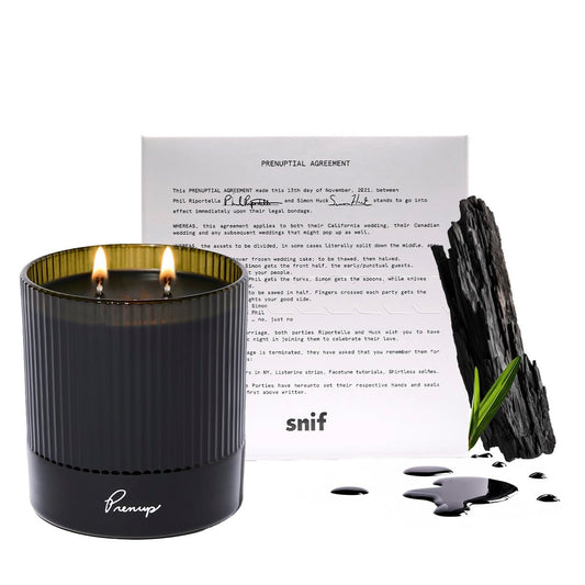 Prenup Luxury Scented Candle by Snif, Musky and Smooth Scent, 50+ Hours, 100% Cotton Fiber Wicks, Soy Wax Blend, Non-Toxic, Vegan, 8.5 oz