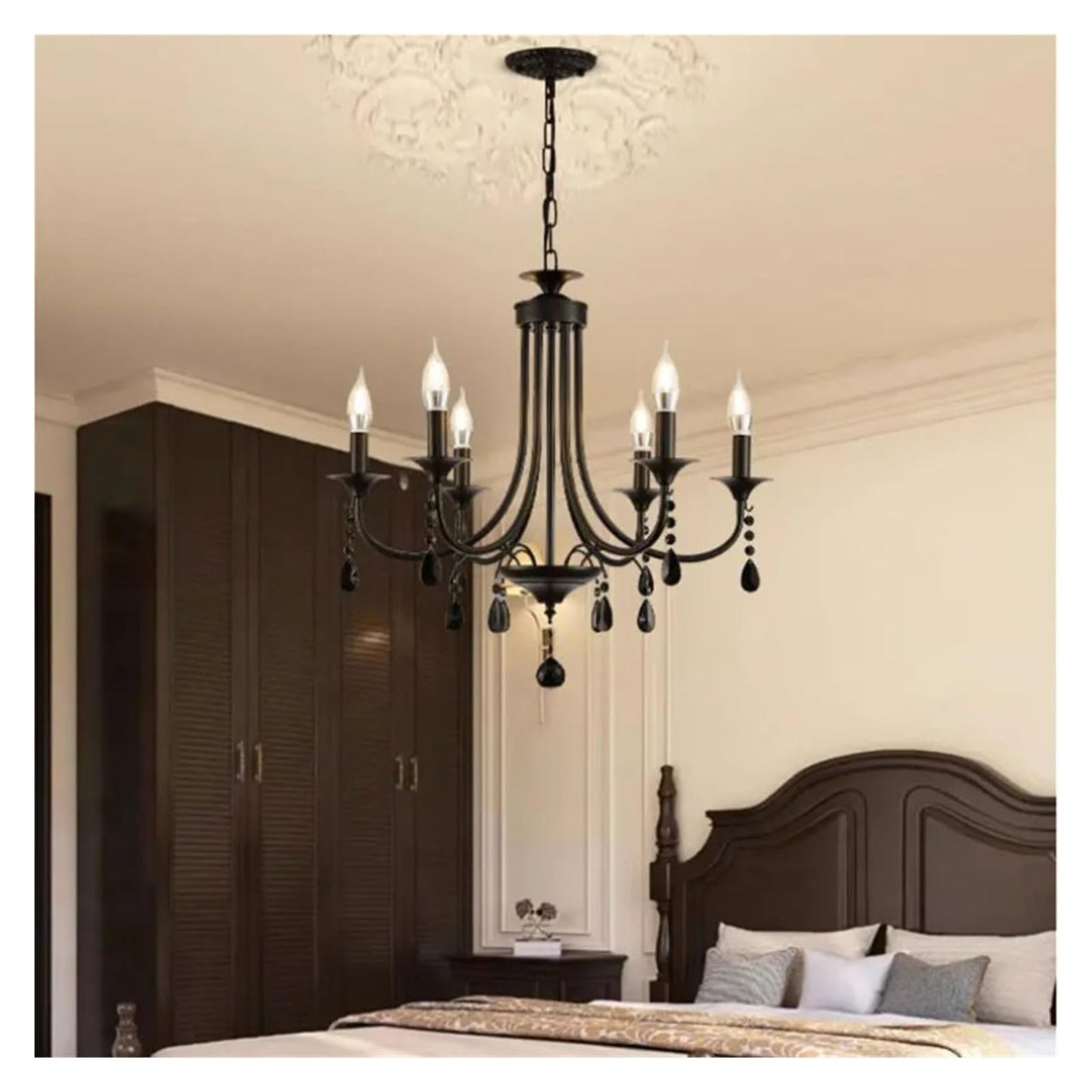 American Luxury Crystal Pendant Light Living Room Restaurant Bedroom Kitchen Cafe E14 Candle Light Chandelier,Comfortable Lighting