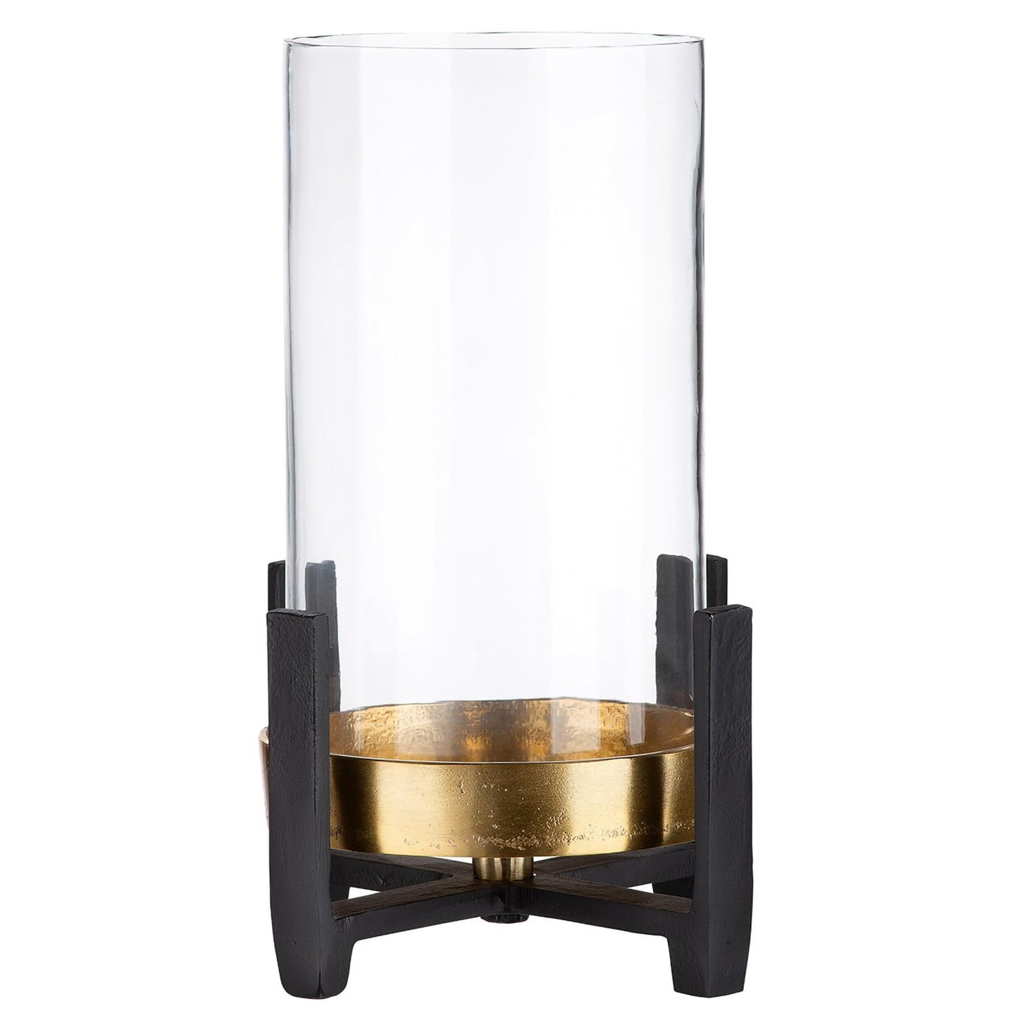 GILDE Nuro Lantern Aluminium – Gold and Black – Height 28 cm x Width 19 cm – Candle Holder