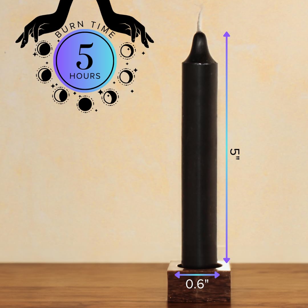Simply Soson 5 inch Ritual Taper Candles Bulk, Mini Taper Candles - 24 Black Chime Spell Candles - Small Taper Candle Stick, Use as Witchcraft Supplies, Altar Unscented Prayer Candle