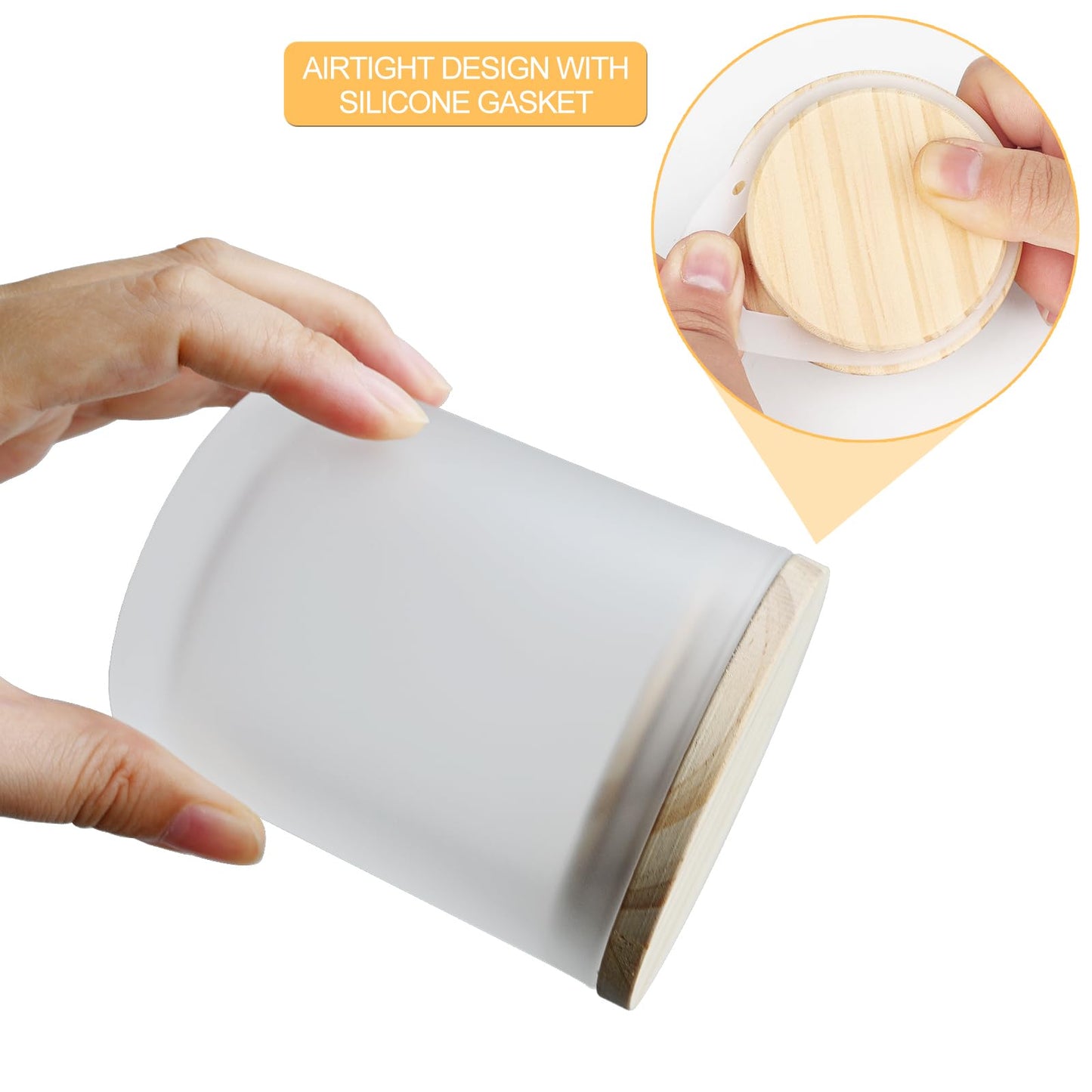 SHOWIN 10 OZ Thick Candle Jars for Making Candles 15 Pcs, Empty Jars with Wood Lids for Candle Making, Sample Container, Frosted White