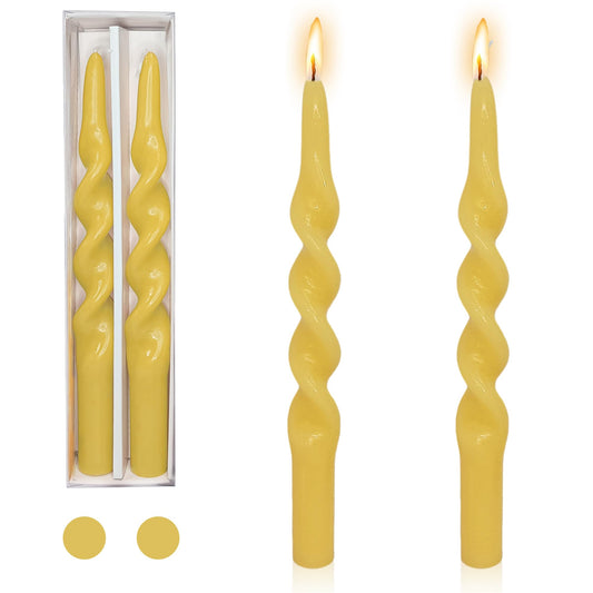 Long Taper Candle Beeswax Candlestick,Gedengni Handcrafted Bees Wax Spiral Candles Scented Tapered Candle Twisted Candlesticks Wedding Home Dinner Wedding Party Decor,1D-Beeswax