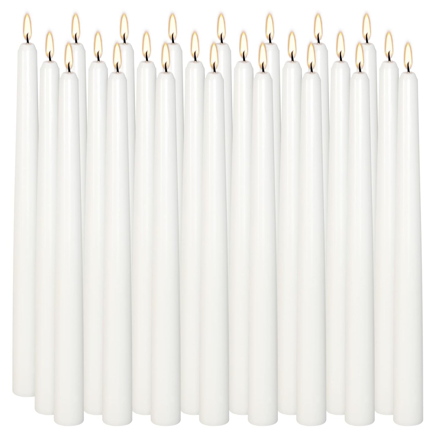 24Pack 10inch White Taper Candles- Dripless, Smokeless and Unscented candle-Long burning 8-9 Hours for home décor, Candlesticks, Dinner Table, Halloween,Vigil, Advent, Christmas, Thanksgiving, Kwanzaa