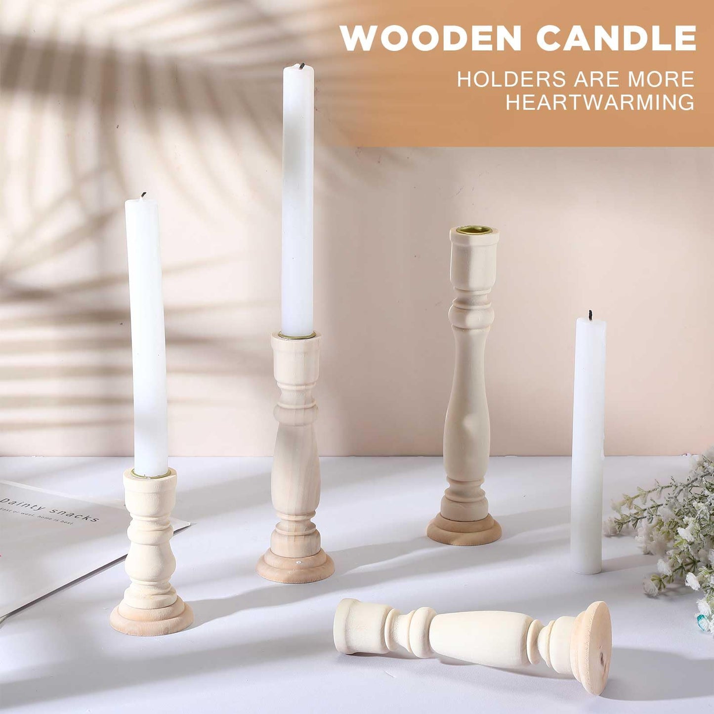 Tanlade 16 Pcs Wooden Candle Holders Set for Pillar Candles Farmhouse Unfinished Wood Candlesticks Holder Rustic Candlestick Holder Stand for Fireplace Dining Table Centerpiece