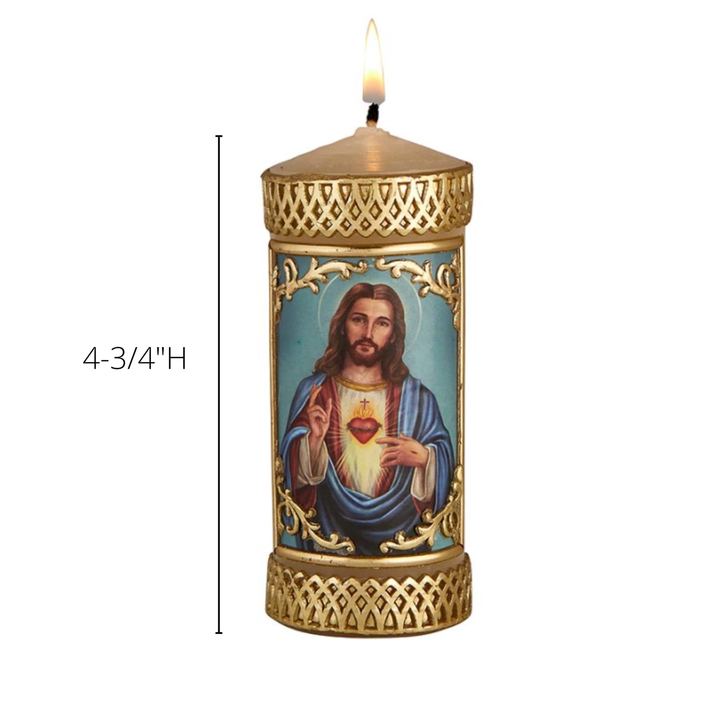 Needzo Sacred Heart of Jesus Prayer Candle, Devotional Unscented Pillar Candles Decoration for Churches or Homes, 4.75 Inches