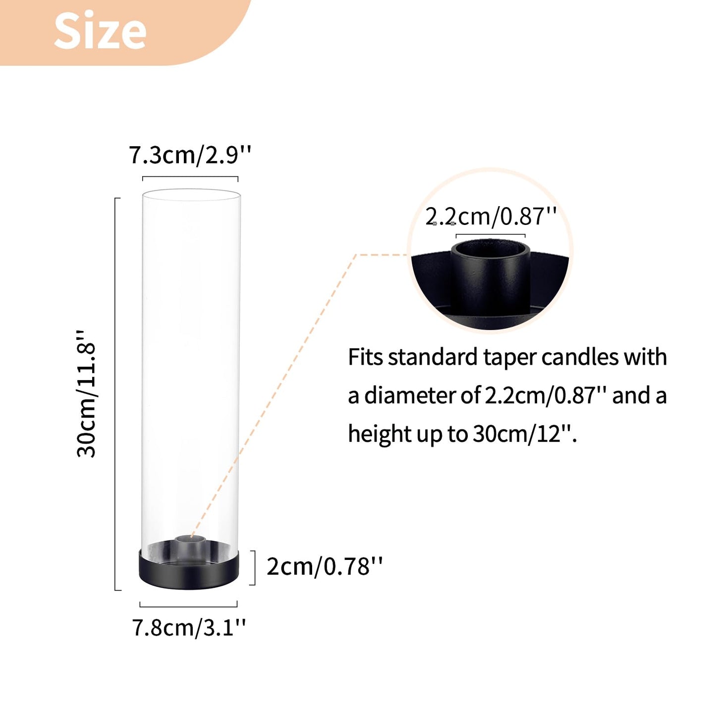 NUPTIO Black Taper Candle Holders: 10 Pcs Bulk 11.81 inch Tall Hurricane Glass Candlestick Tapered Holder Windproof Modern Clear Candles Stand for Outdoor & Indoor Wedding Party Holiday Centerpiece