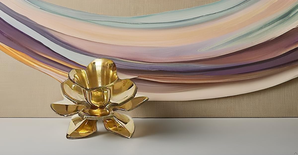 Lotus Shaped Brass Candlestick Holder for Kitchen Decor, Church Events, Wedding Reception Centerpieces or Christmas Decorations (4 x 1.6)