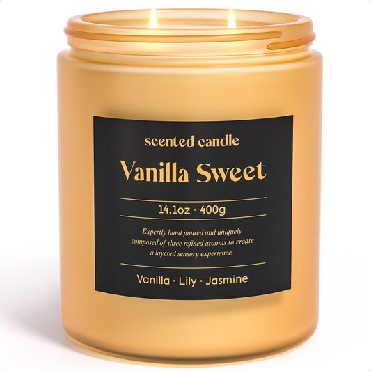 CHILLFLAME Vanilla Candle, 14.1 oz Scented Candles for Home, 2 Wicks Blended Scents Candles for Women and Men, Birthday Gifts for Women (Vanilla+Lily+Jasmine)