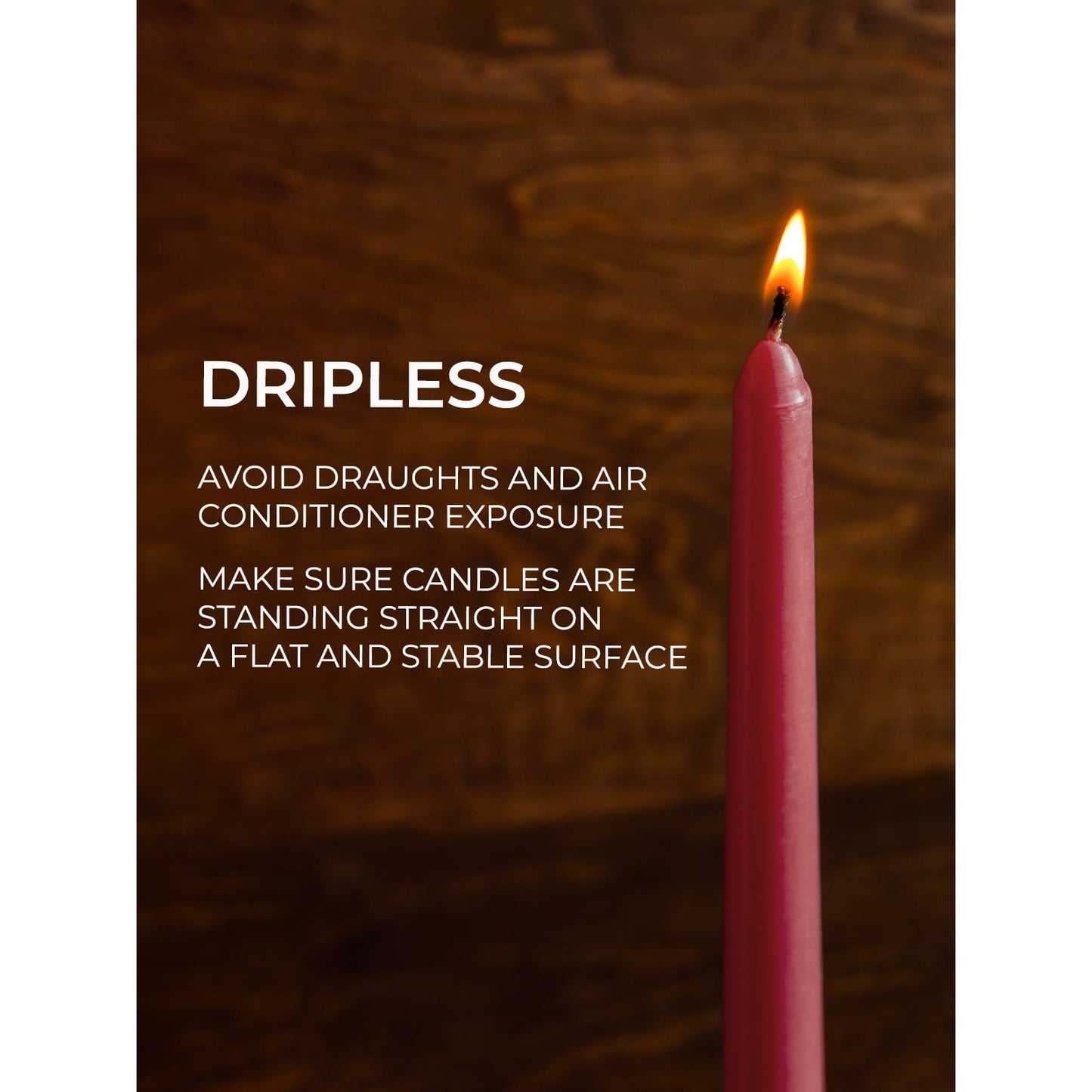 CANDWAX Bordeaux 8 inch Taper Candles Set of 4 - Unscented Smokeless Dripless Tall Candlesticks - Ideal for Party, Wedding or as a Romantic Dinner Table Centerpiece - Tapered Candle Sticks