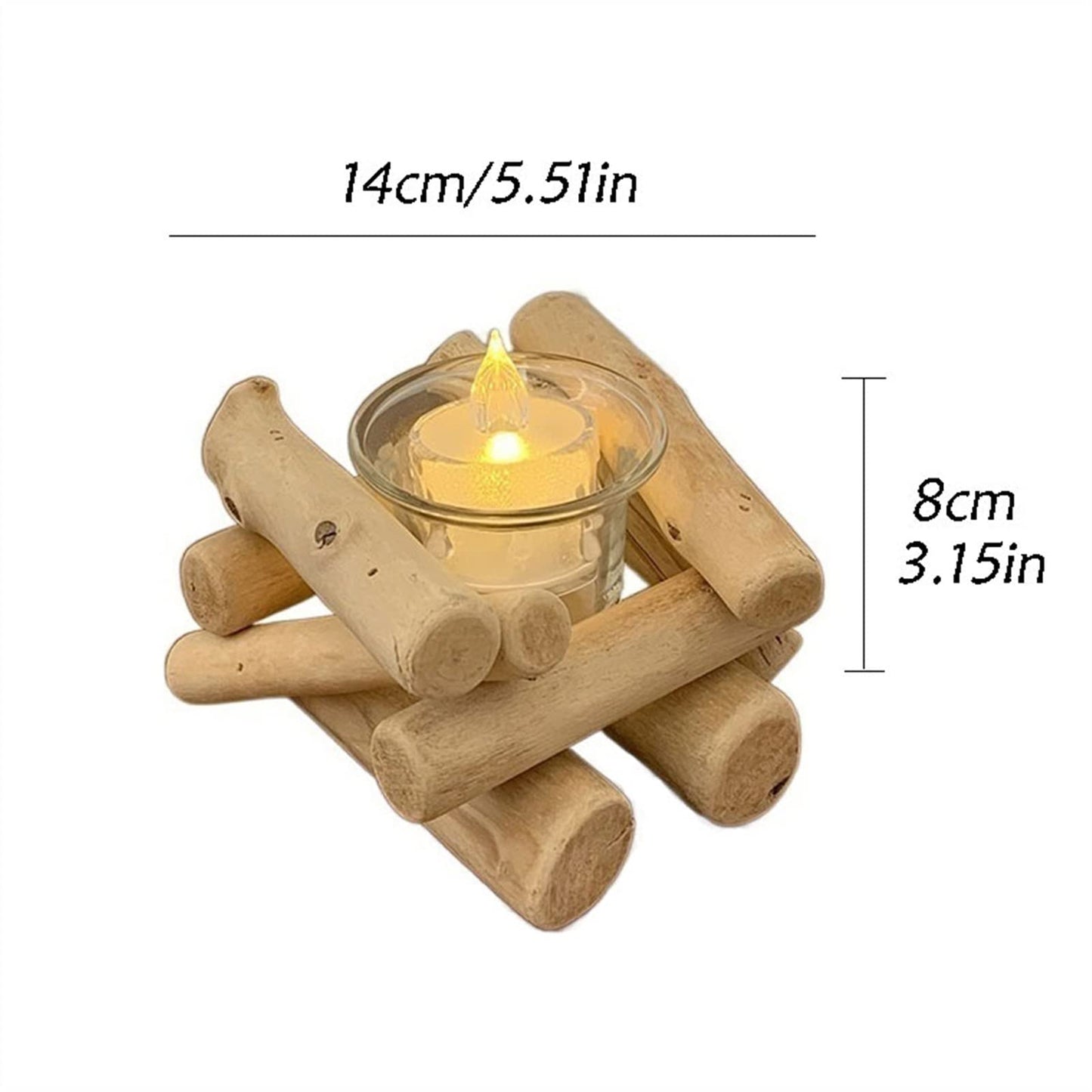 Decorative Candlestick Simple Wooden Candlestick Pastoral Style Glass Creative Decorations Photographic Props Desktop Decorations Candlestick