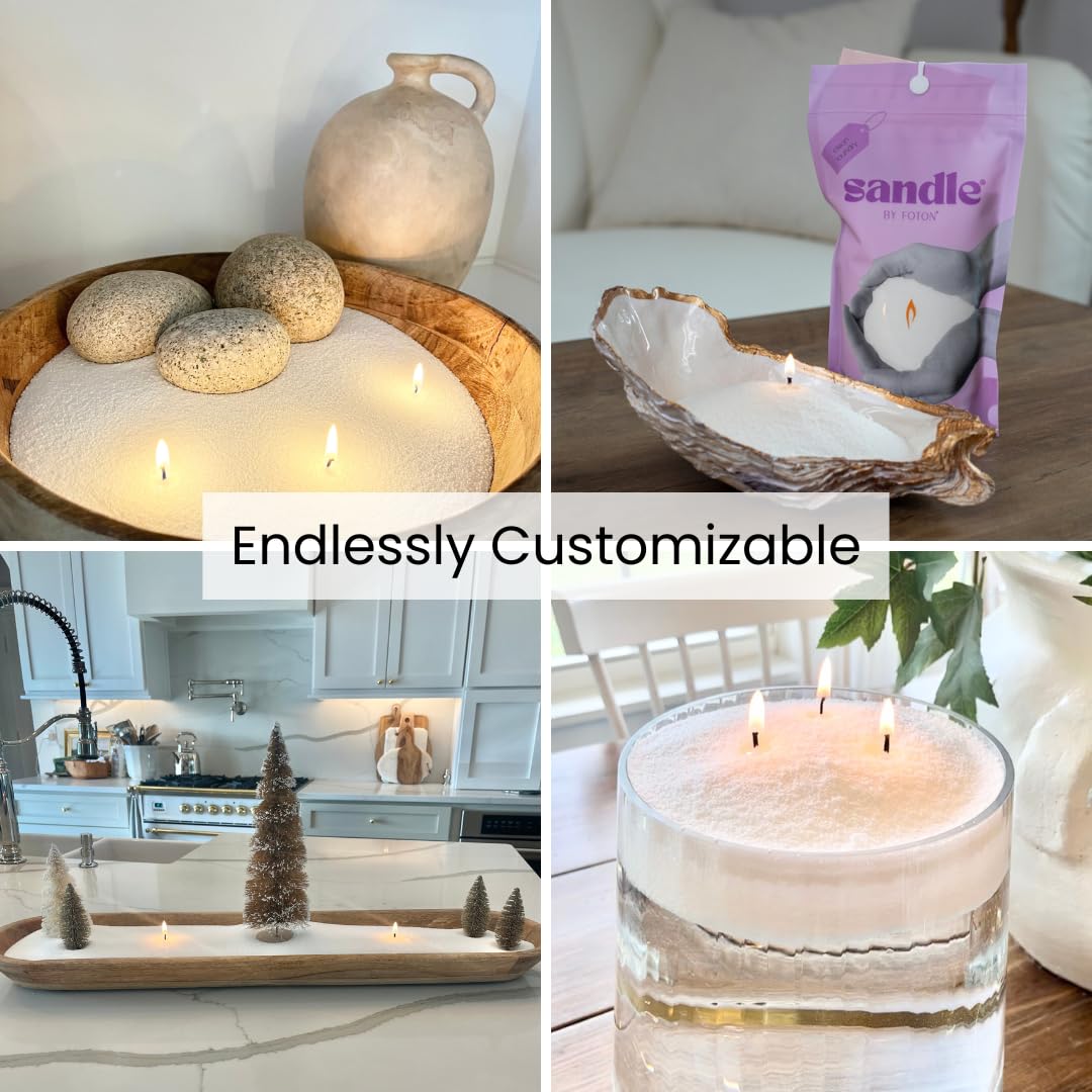 Foton Sandle Pearled Candle 10 Oz – Clean Laundry, Non Toxic Luxury Long Lasting Sand Candles up to 120 Hours - Refillable Candle Sand with 15 Wicks for Candles Making
