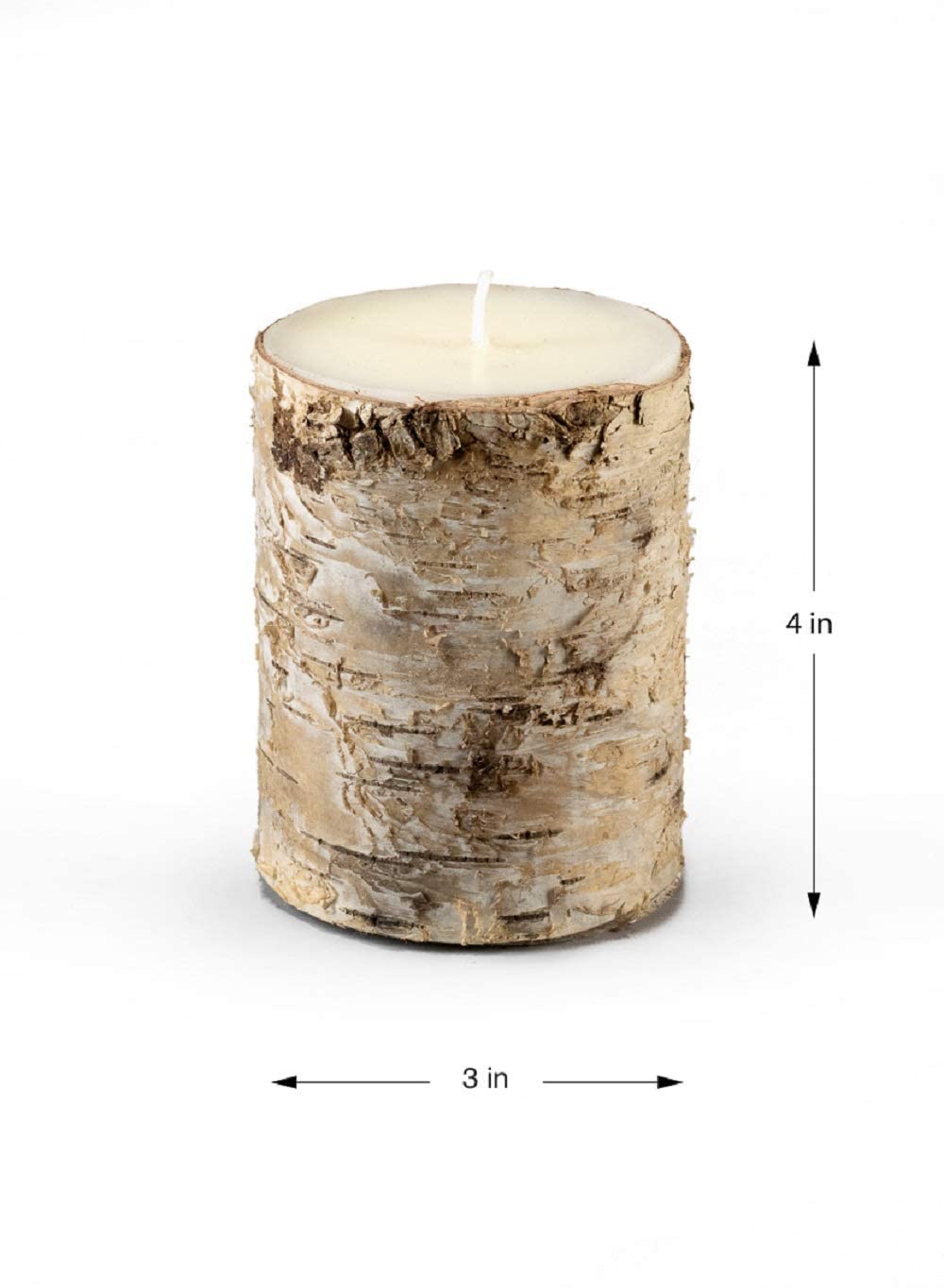Serene Spaces Living Birch Bark Candle, Small Size, Set of 12 – Pillar Style Candle Brings Nature Indoors, Ideal for Weddings, Parties, Events, Restaurants, Home Decor, 3" in Diameter & 4" Tall
