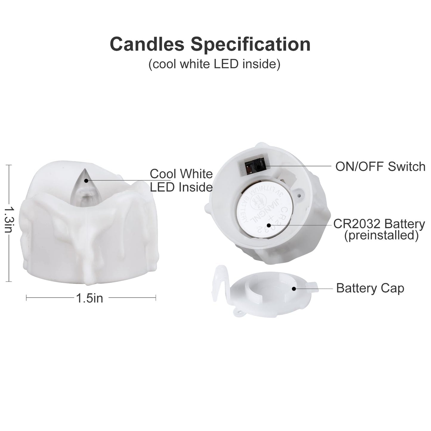 Windshell Cool White Flickering Flame Tea Lights with 6H Timer (No Remote), Battery Operated LED Flameless Tealight Candles with Melting Design, for Halloween Wedding Party, 12 Pack