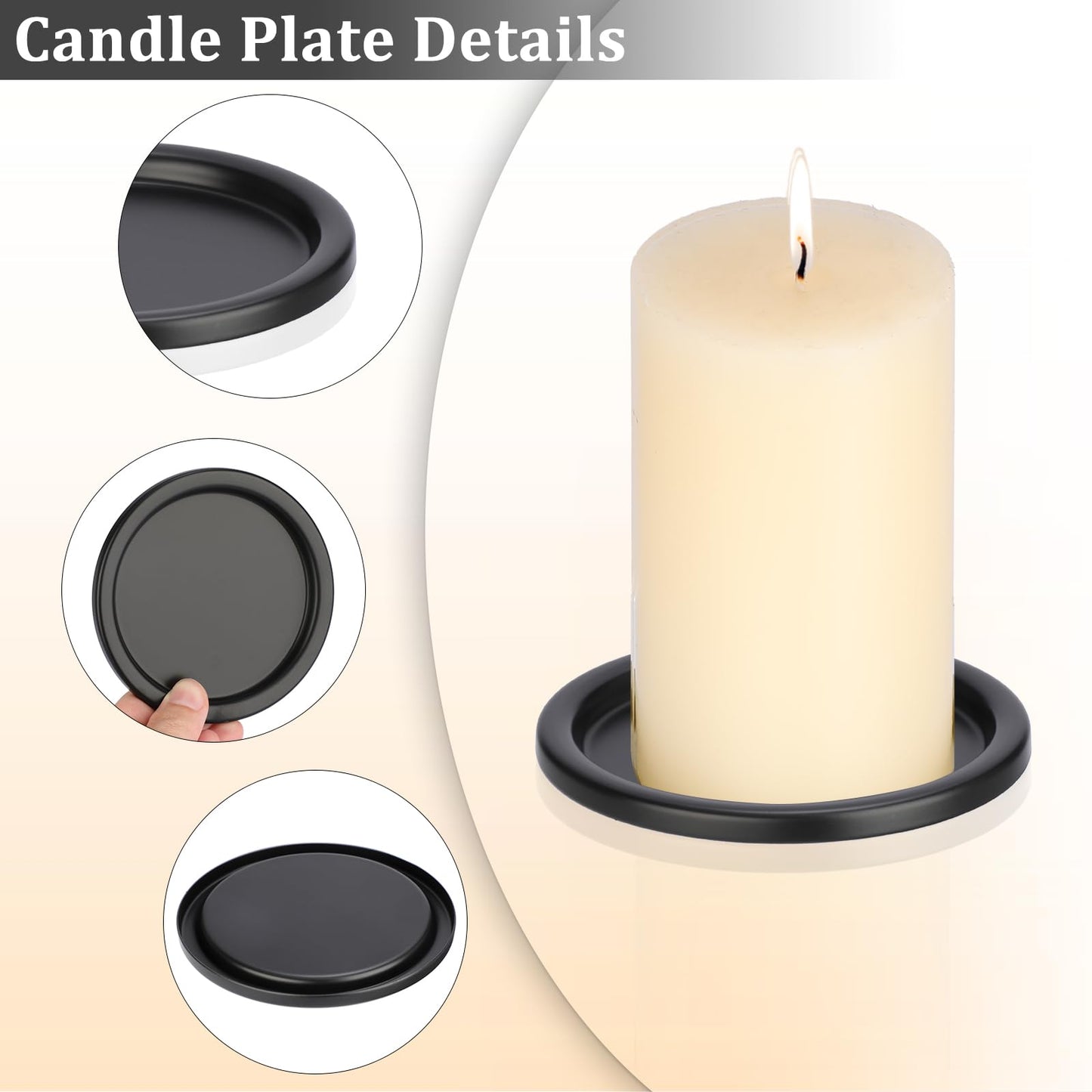 OwnMy 6PCS Iron Candle Holders for Pillar Candles, 3 Inch Metal Pillar Candle Plates and Trays, Small Round Tealight Holders Elegant Candle Stands Bases for Wedding Dining Table Centerpieces, Black