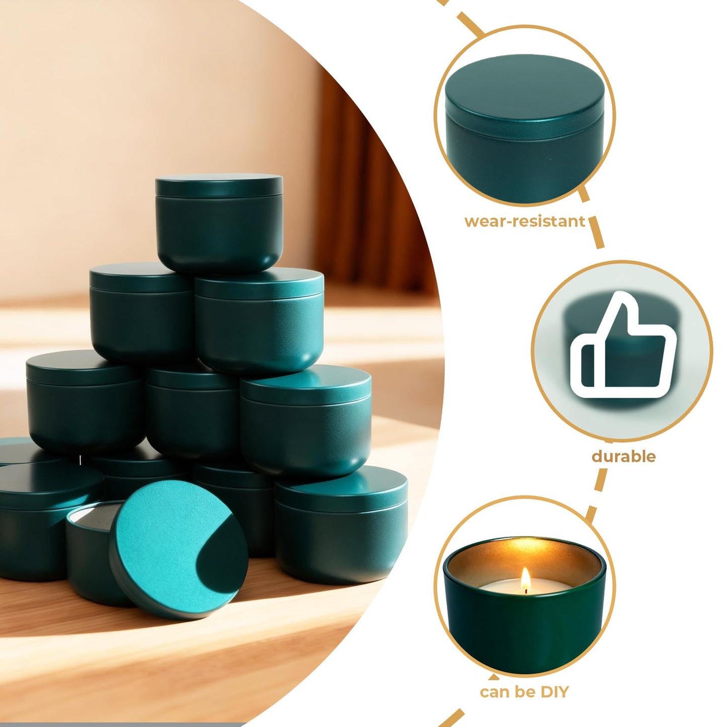 12Pcs 3 oz Candle Tins with Lids,Round Metal Candle Jars for Candle Making,Bulk Empty Tins Containers for DIY Crafts Women Gifts Small Business Supplies–Airtight Storage Jars (Bright Green)