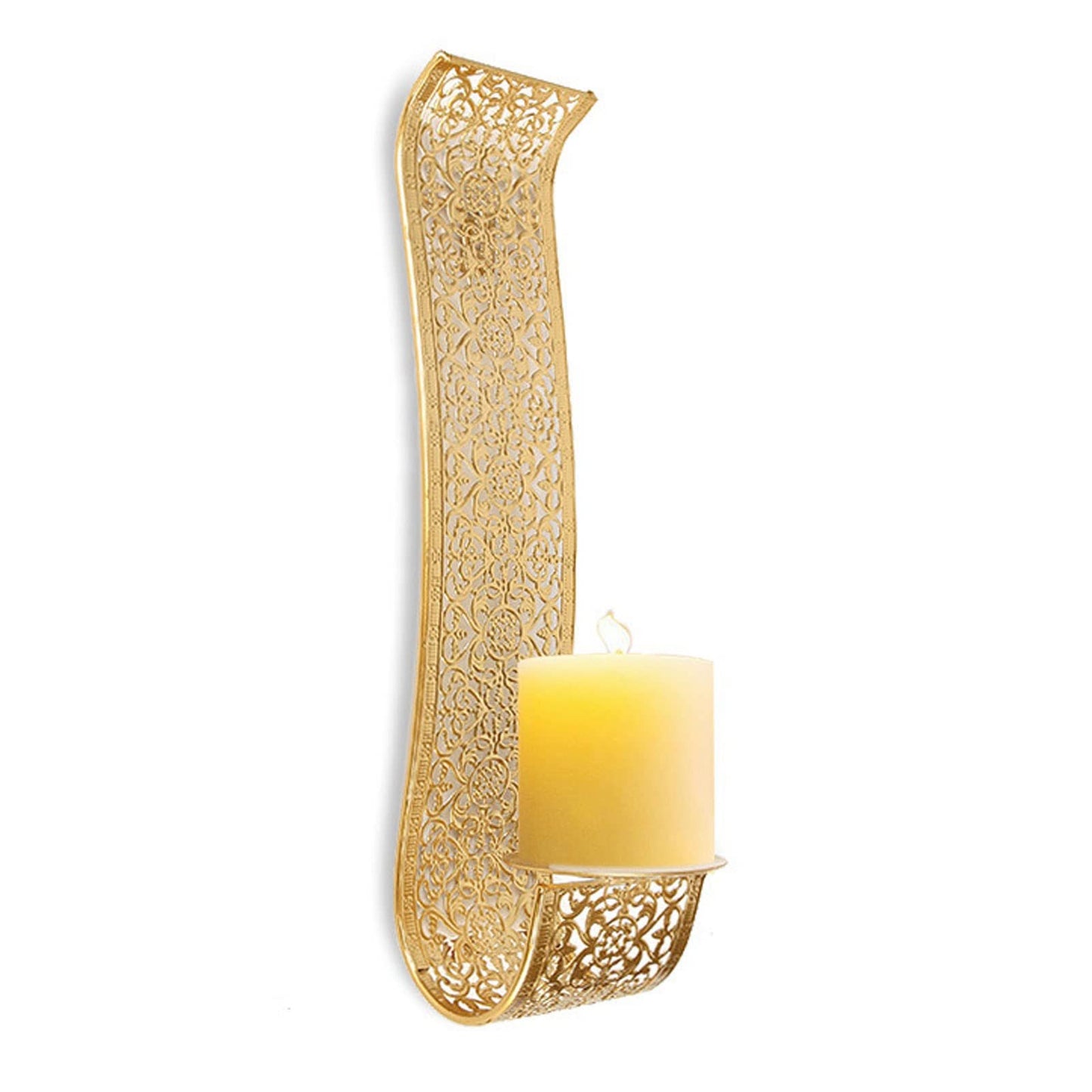 Shelving Solution Wall Sconce Candle Holder Gold Hollow Carved Exquisite Details Metal Wall Candle Holder for Bedrooms