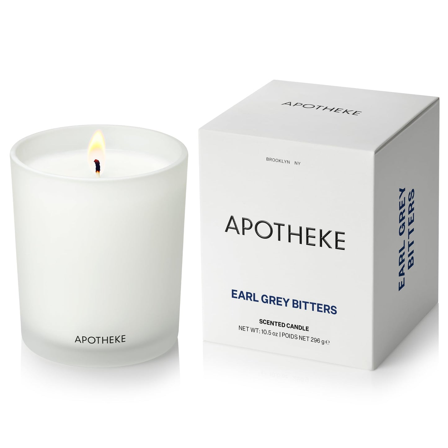 Apotheke Signature Scented Candles for Home, Earl Grey Bitters - 10.5 oz - Soy Wax, Non Toxic, Large Jar White - Luxury Candle Gifts for Women & Men - Bergamot, Peony, and Lemon