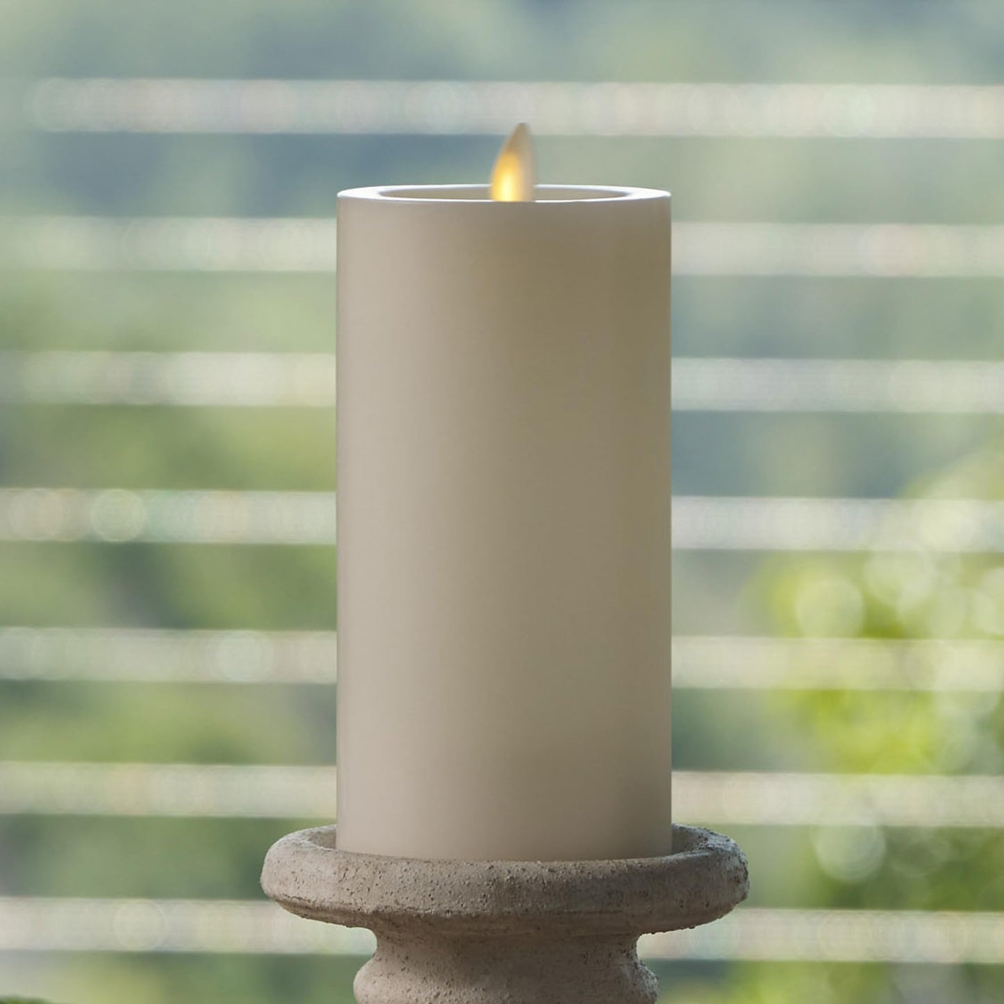 Luminara - Flameless LED Battery Operated Flickering Pillar Candles - Pearl Ivory - Pack of 1-3x6.5 - Realistic Moving Flame Real Wax Indoor/Outdoor