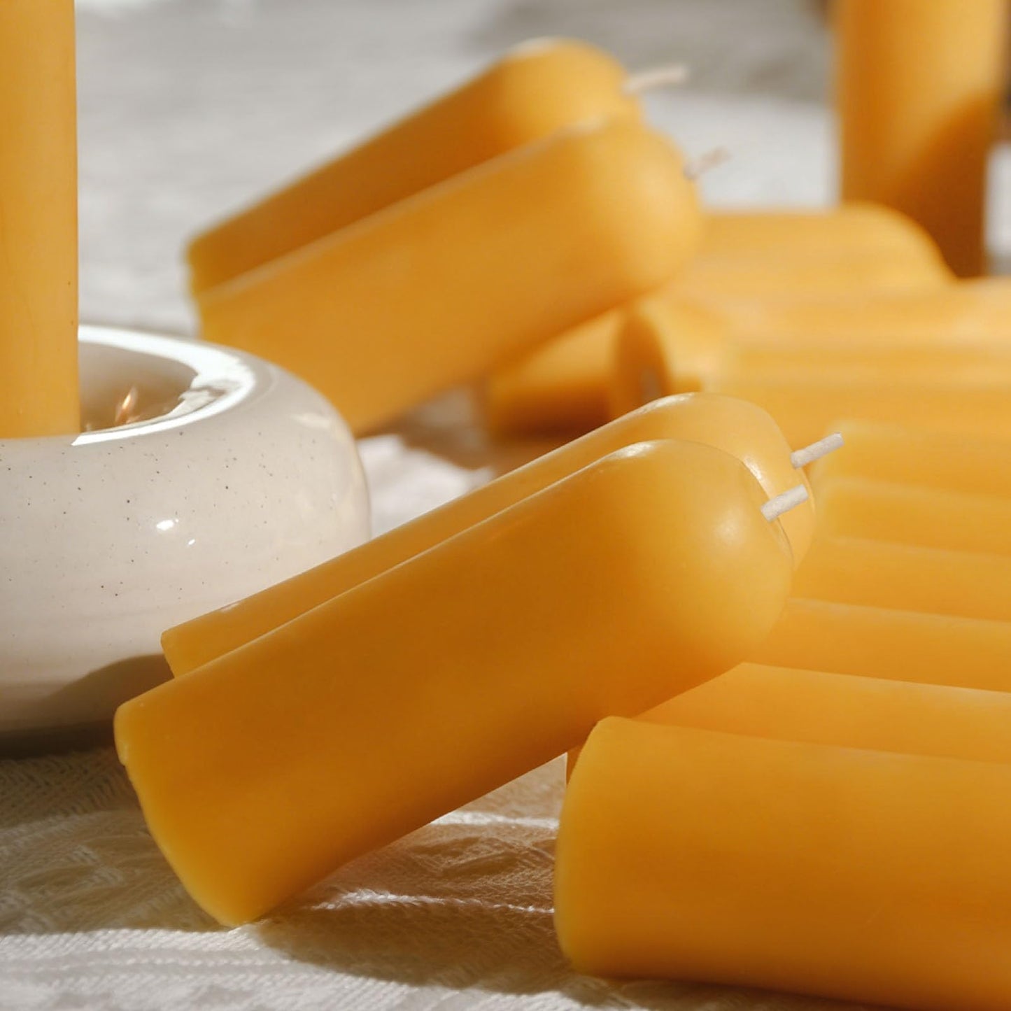 DEYBBY Beeswax Small Pillar Candles 6 Pack - Natural Bees Wax Travel Candles Bulk for Room Decor Blackout Housewarming Gift