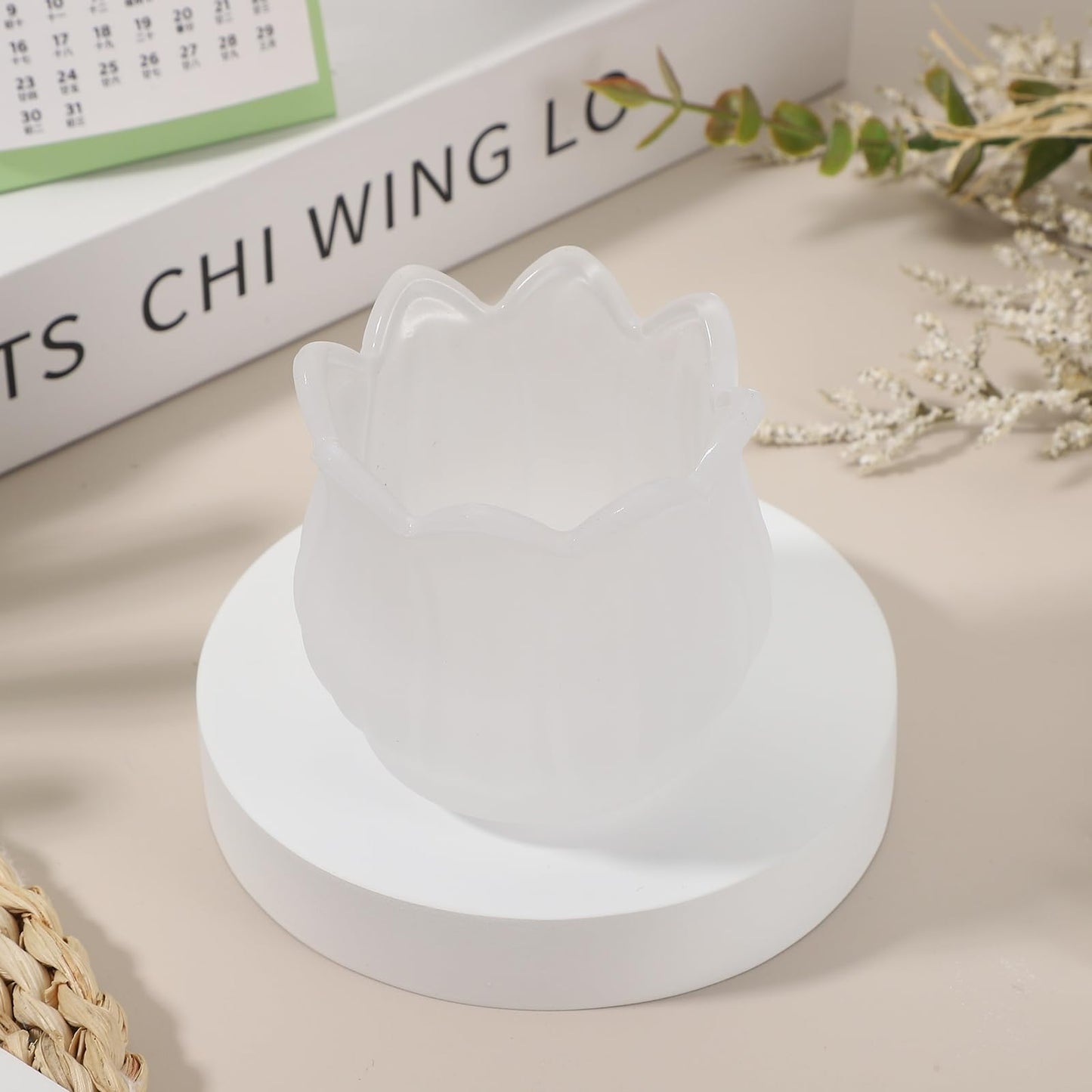 uxcell Glass Tea Light Candle Holder, Tulip Crystal Glass Votive Candle Holder for Desk Table Centerpiece, Wedding, Party, and Home Decor(White)