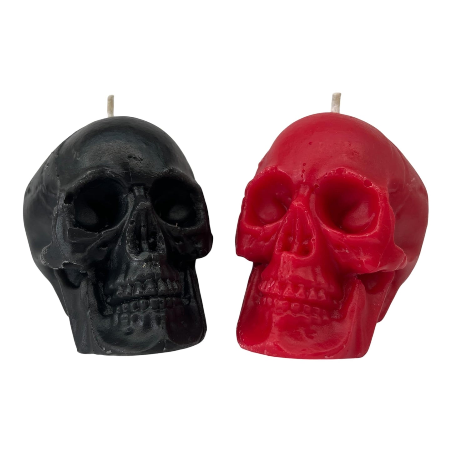 2pcs Black and red Skull Candles for Spells