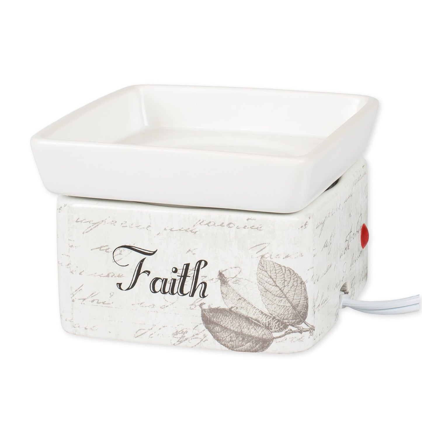 Elanze Designs Dream Actions Faith Stronger Stoneware Electric 2 in 1 Jar Candle and Wax Tart Oil Warmer