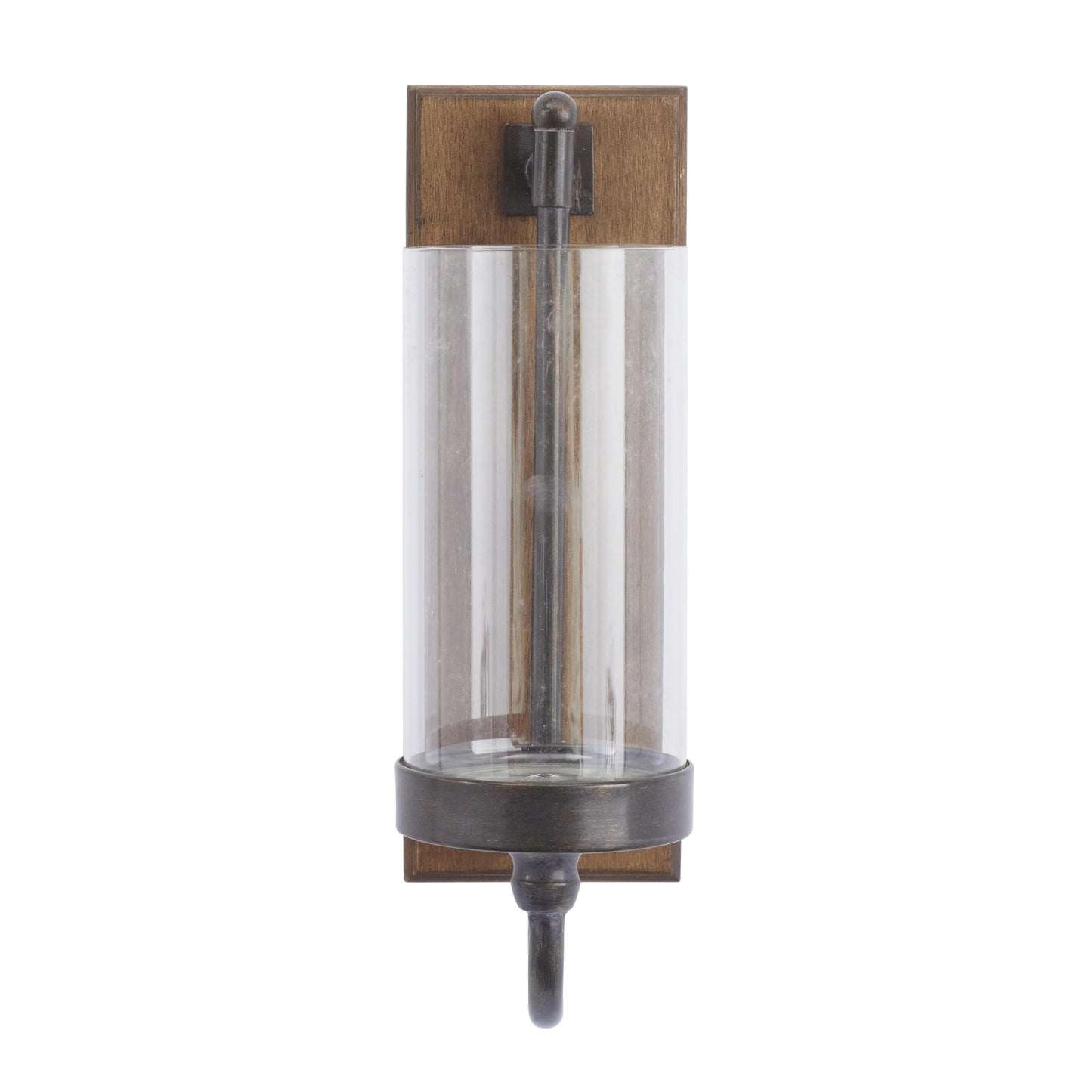 Deco 79 Wood Wall Sconce with Glass Holder, 5" x 8" x 16", Brown