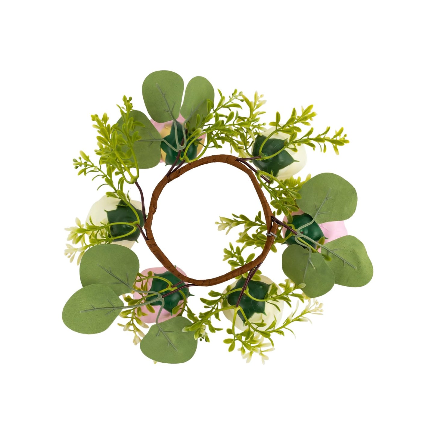 GXFCHYL Artificial Floral Wreaths, 10Pcs Pink, Cream Rose Candle Floral Wreaths 8.27In Artificial Flowers Wedding Centerpieces for Tables