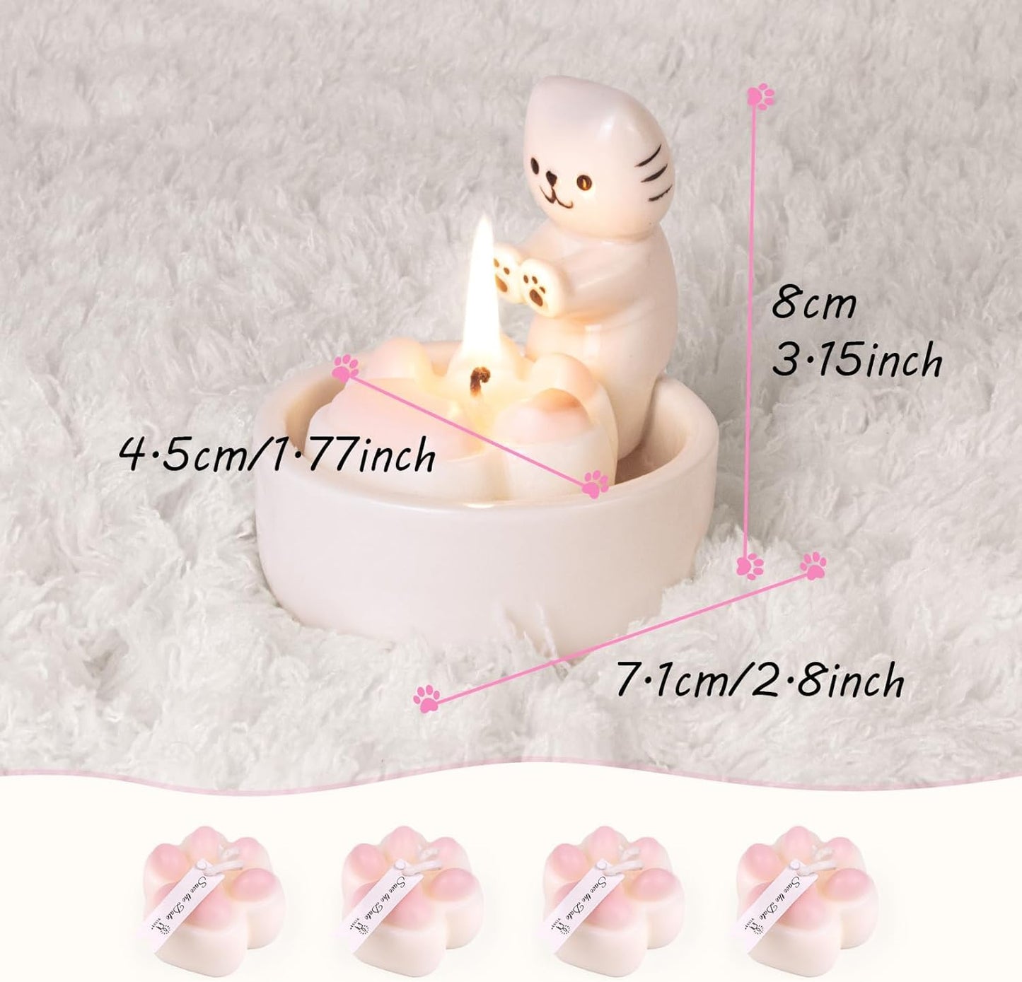 ProNature Cat Candle Holder, Ceramic Candlestick for Cute Candles - Ideal Gift for Cat Lovers, Women on Birthday or Housewarming, Perfect for Cozy Home Decor in Bedroom & Living Room