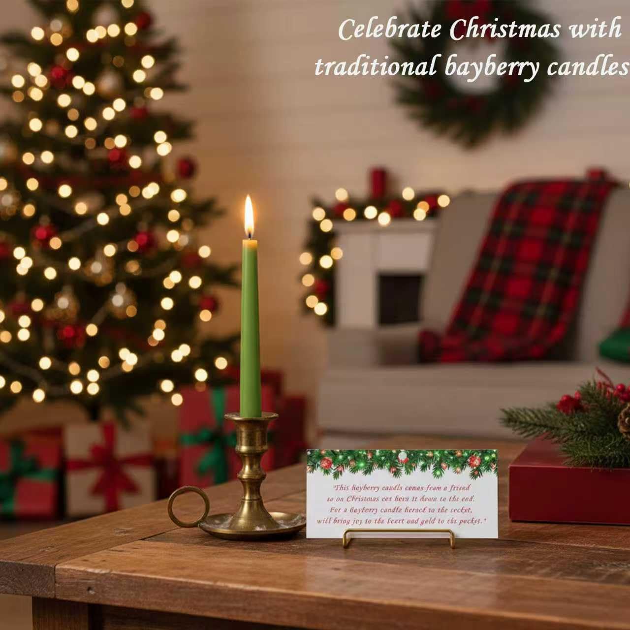 6 Pcs Bayberry Taper Candle Christmas Table Decoration Bayberry Scented Taper Candle Dinner Christma Candles for Christmas Holiday Collection