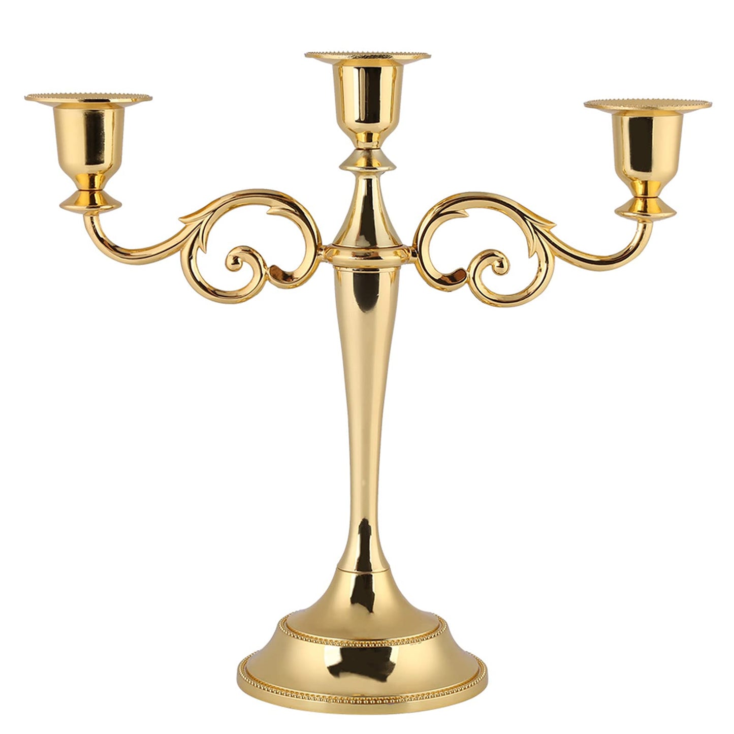 Sonew Premium 3 Arms Metal Candle Holder European Candelabra for Weddings & Home Decor (Gold)
