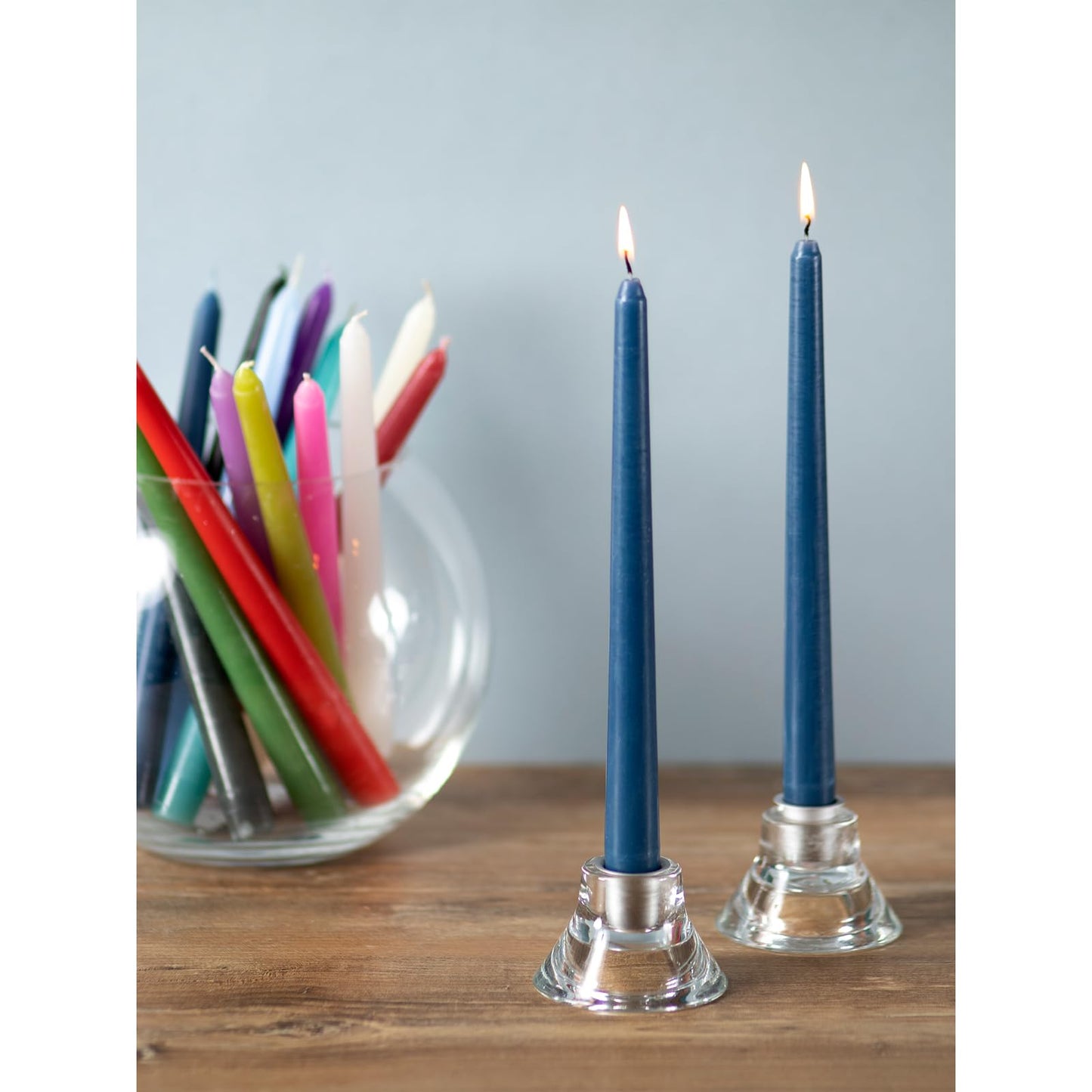 CANDWAX Dark Blue 8 inch Taper Candles Pack of 4 - Long Burning Unscented Smokeless Dripless Tall Candle Sticks - Perfect for Parties, Celebrations, Special Occasions or as a Dinner Table Centerpiece