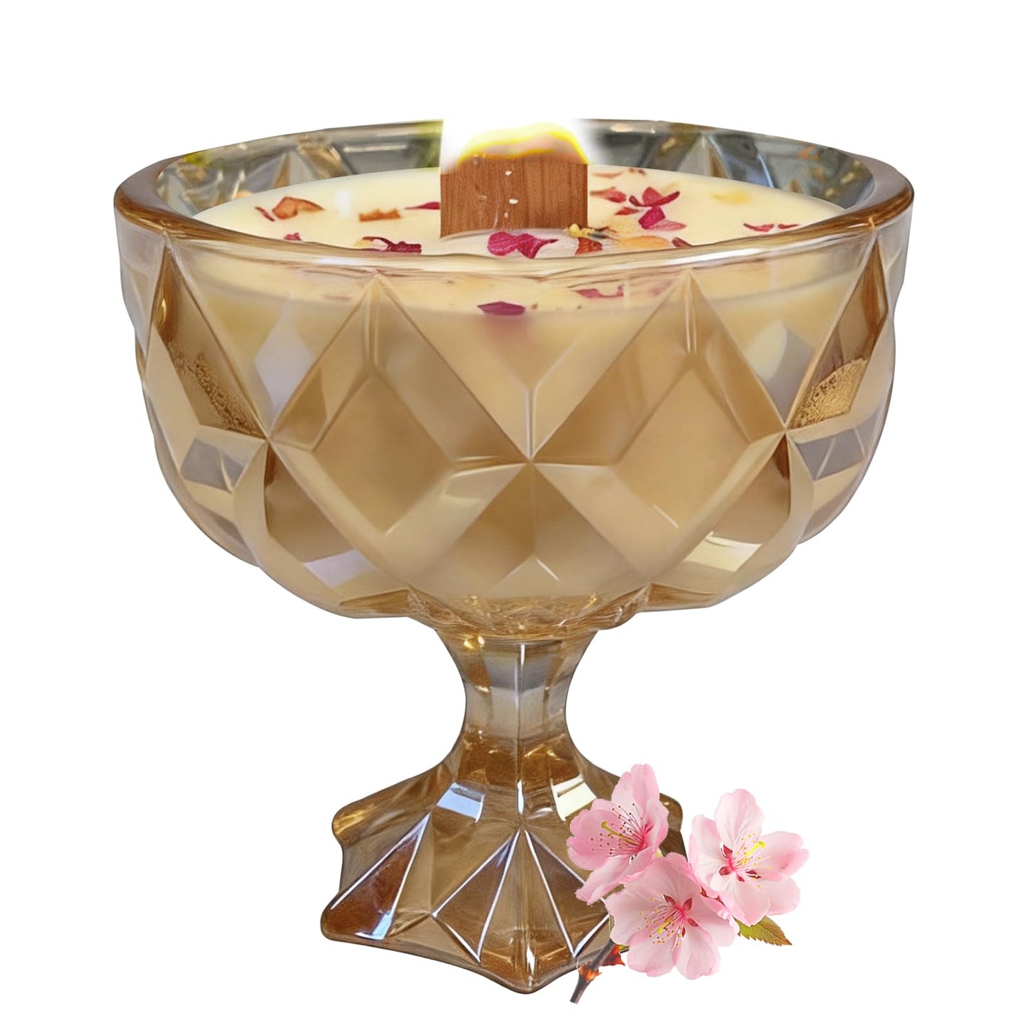 Joo Sko Diamond Bowl Shape Soy Wax Cherry Blossoms Scented Candle, Aromatherapy Jar Candles for Home Scented or As a Christmas Holiday Candle Gift for Your Lover(8.2OZ/60Hours Burning)